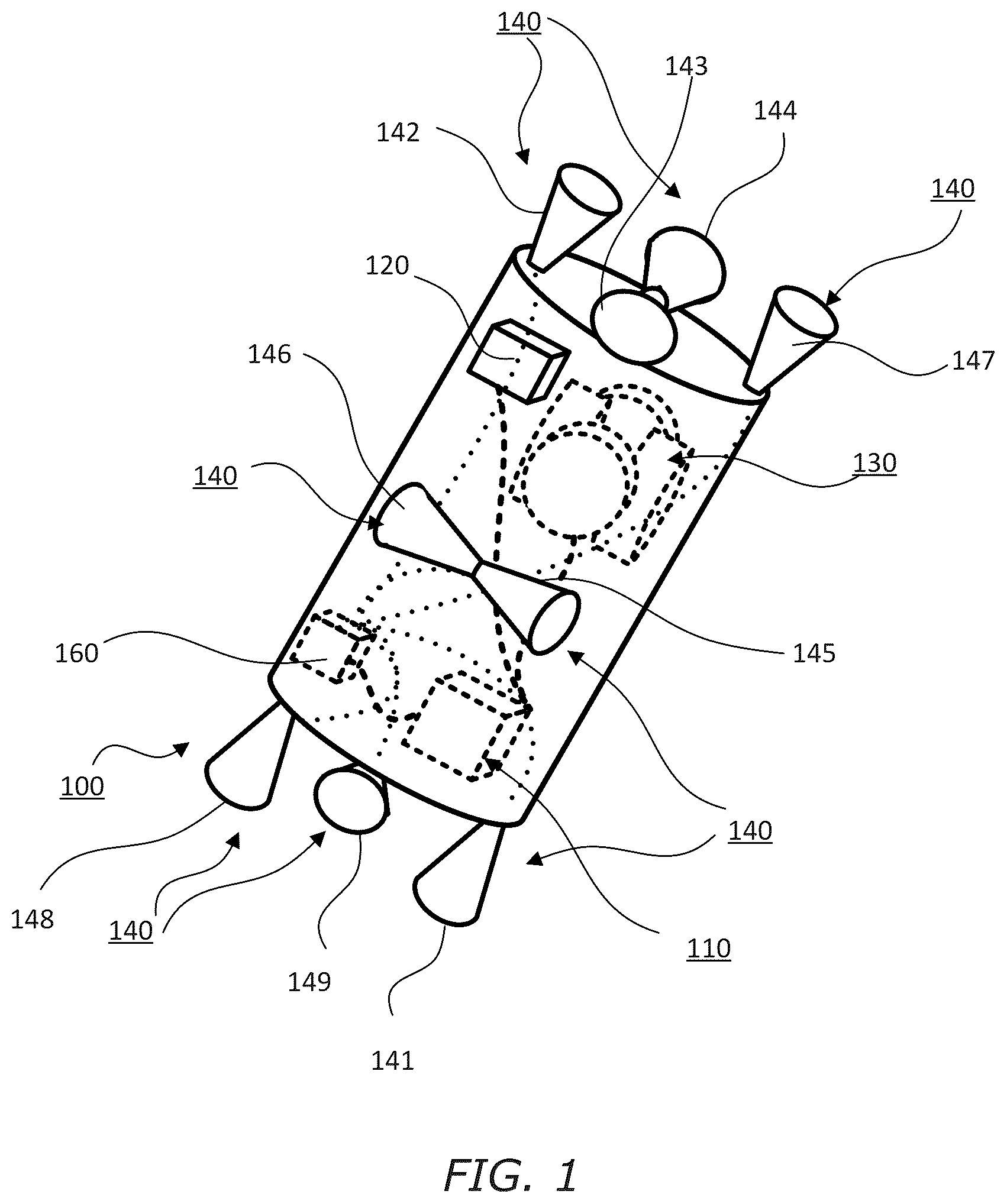 Patent US12617554 Figure 1 – Systems and methods for combined control moment gyroscope and thruster control