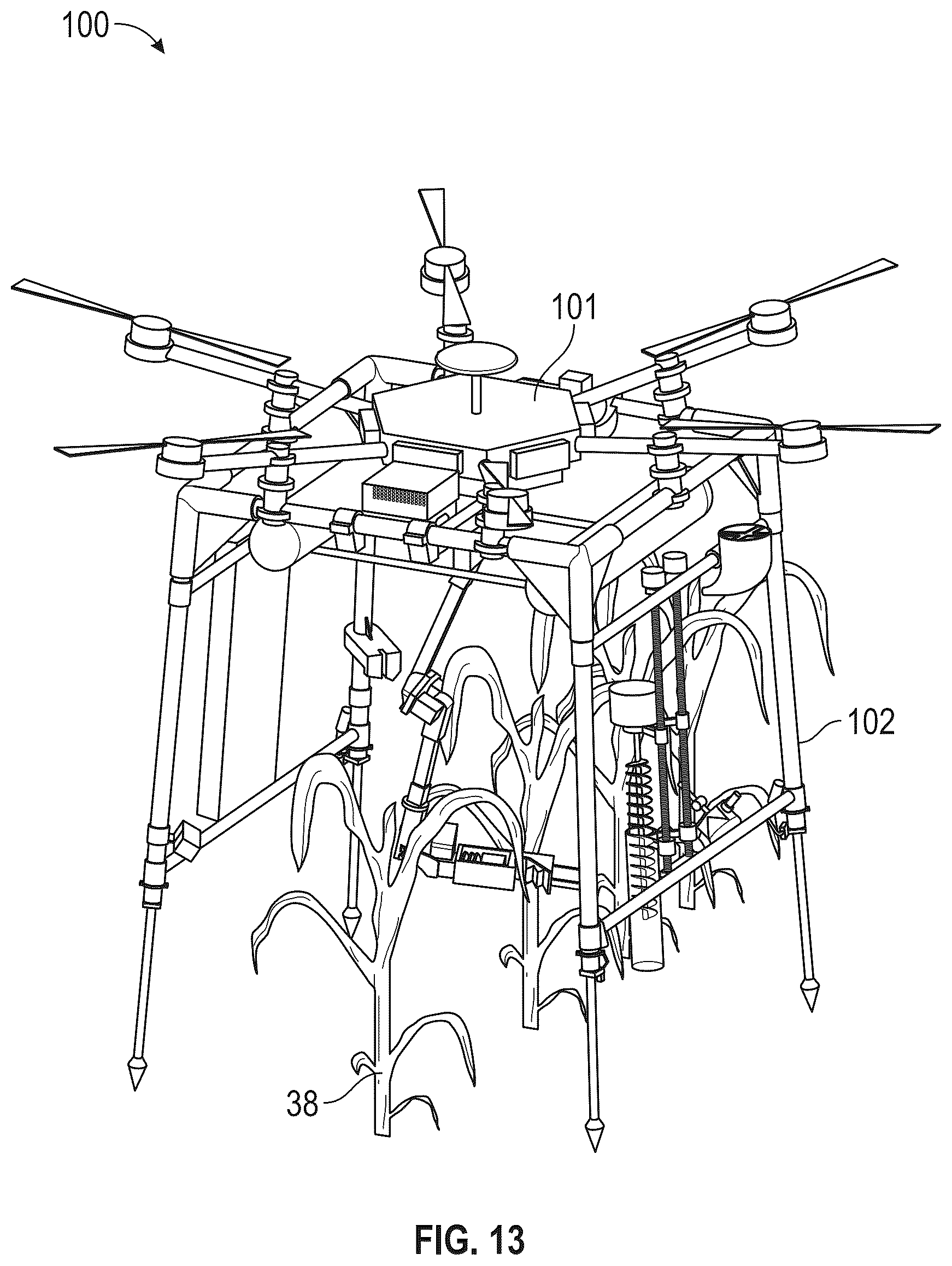 Patent US12617561 Figure 9 – Robotic multicopter sampler for infield crop and soil health sensing and tissue sample collection