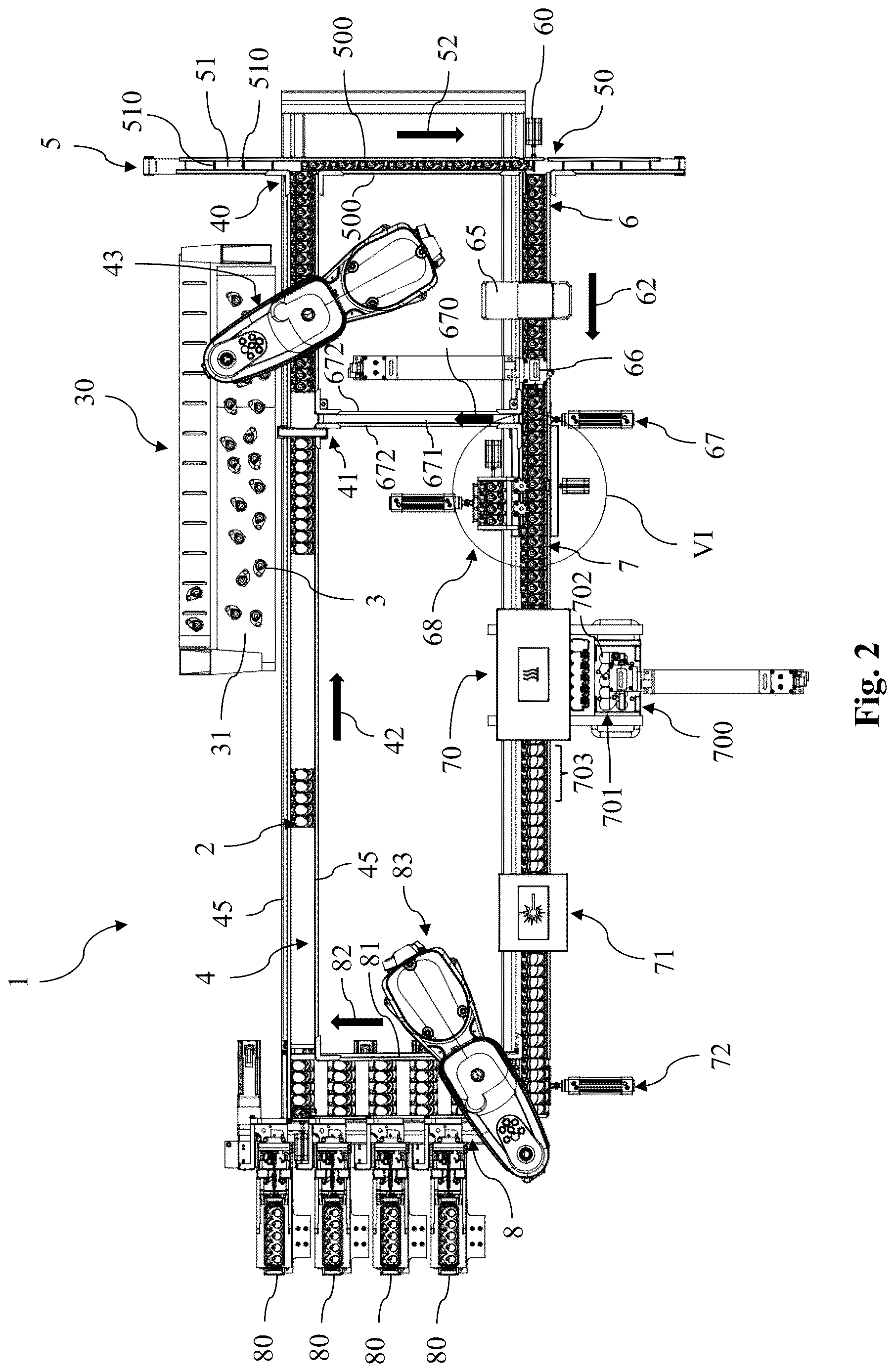 Patent US12617569 Figure 2 – Primary packaging line for ophthalmic articles