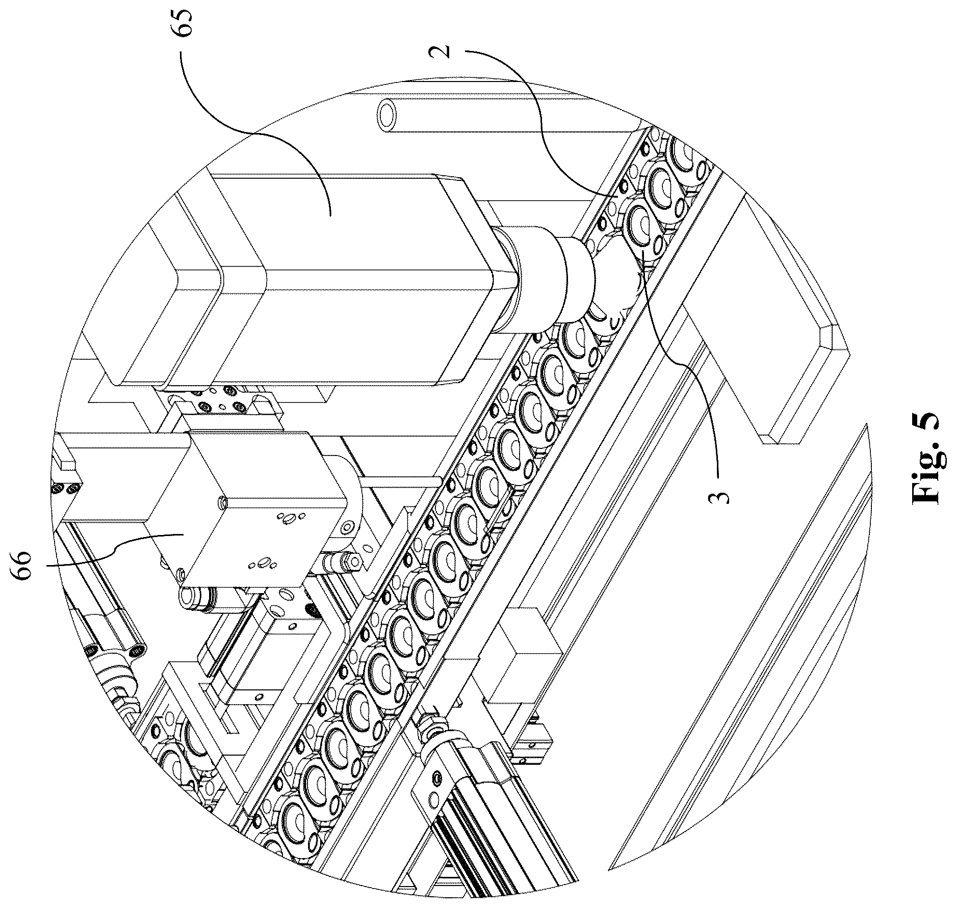 Patent US12617569 Figure 4 – Primary packaging line for ophthalmic articles