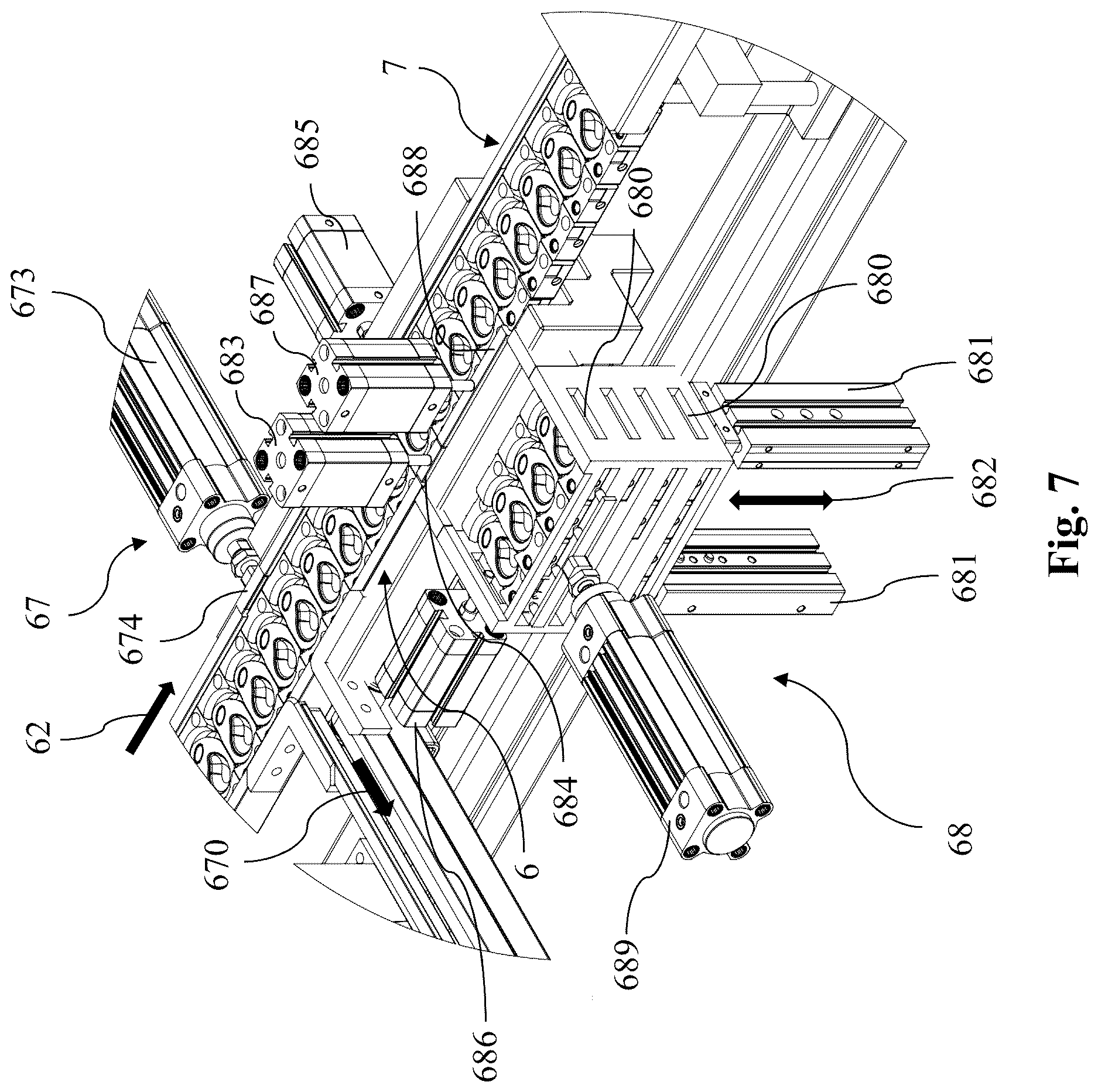 Patent US12617569 Figure 6 – Primary packaging line for ophthalmic articles