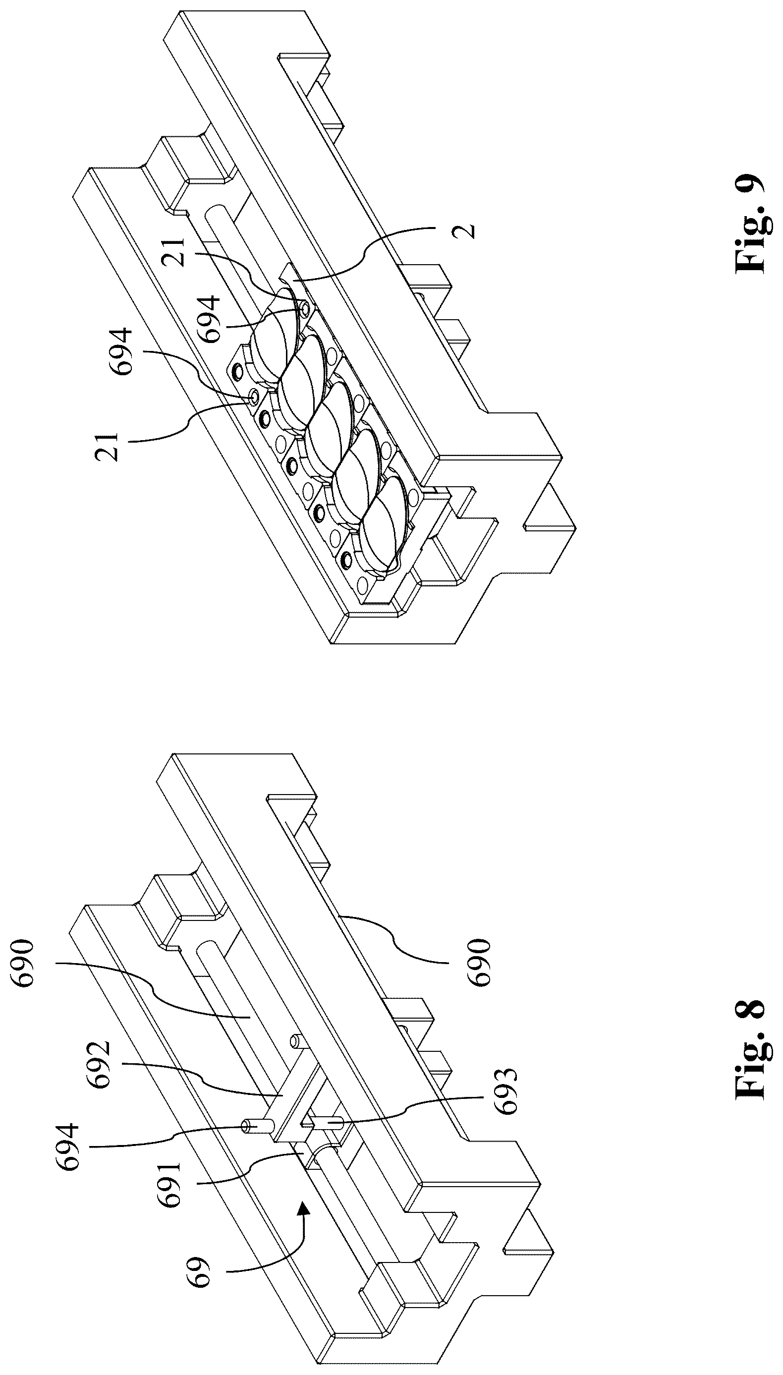 Patent US12617569 Figure 7 – Primary packaging line for ophthalmic articles