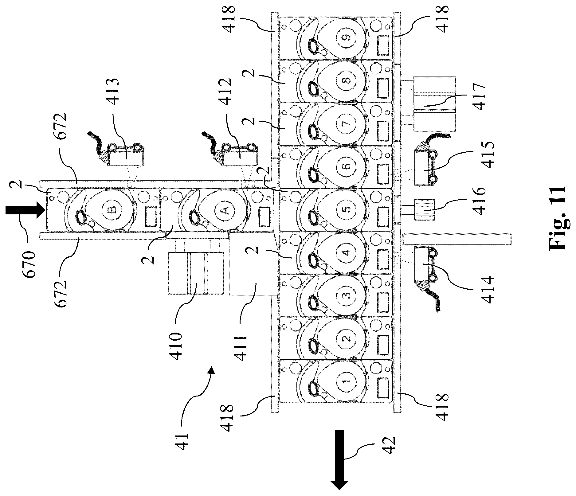 Patent US12617569 Figure 9 – Primary packaging line for ophthalmic articles