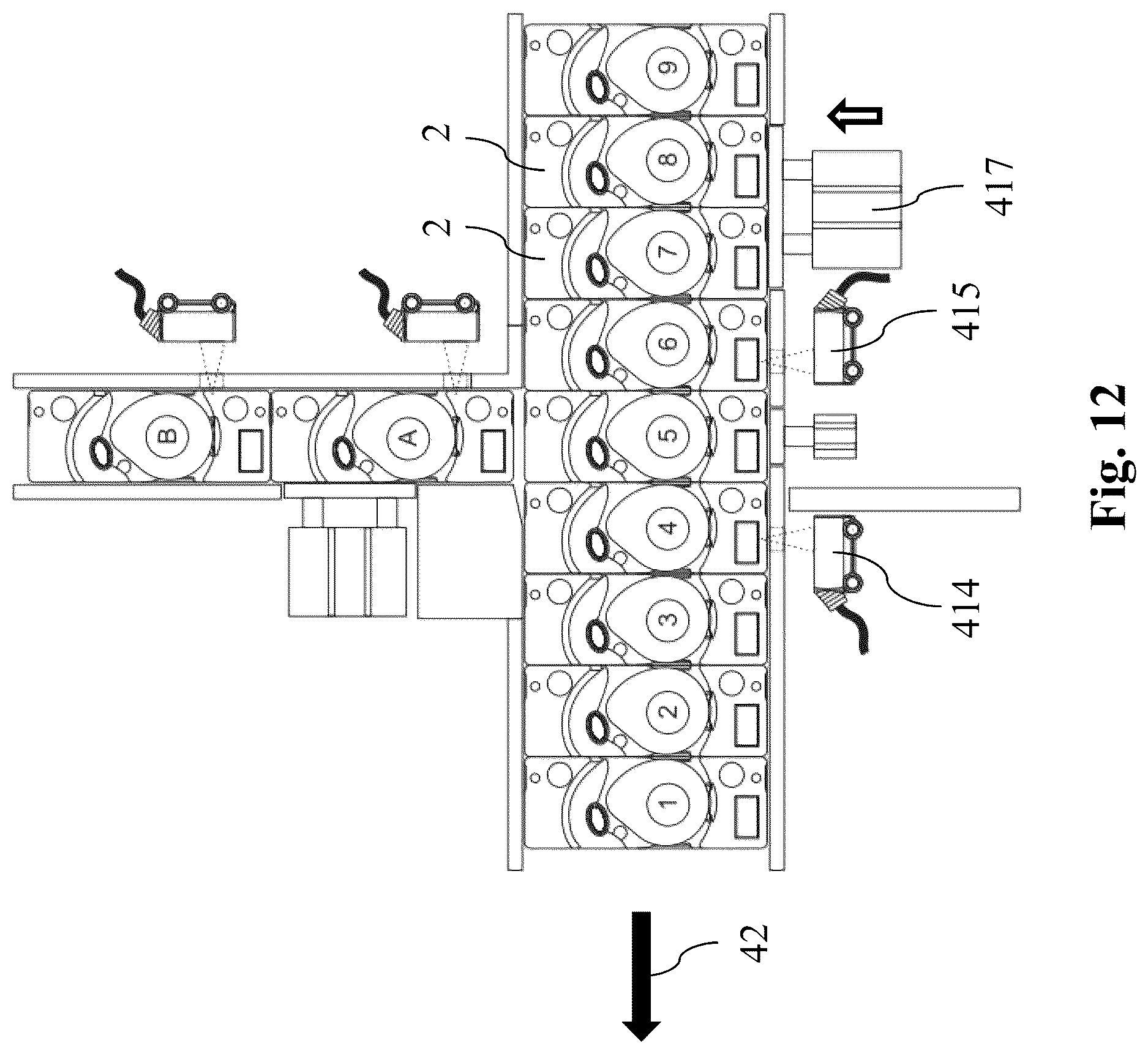 Patent US12617569 Figure 10 – Primary packaging line for ophthalmic articles