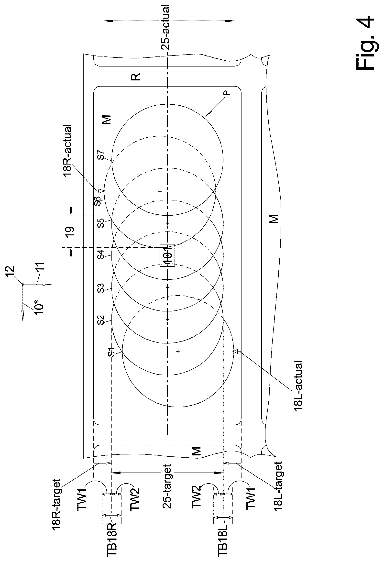 Patent US12617573 Figure 7 – Method for automatically maintaining a predetermined portion arrangement in a tray trough and packaging apparatus suitable therefor