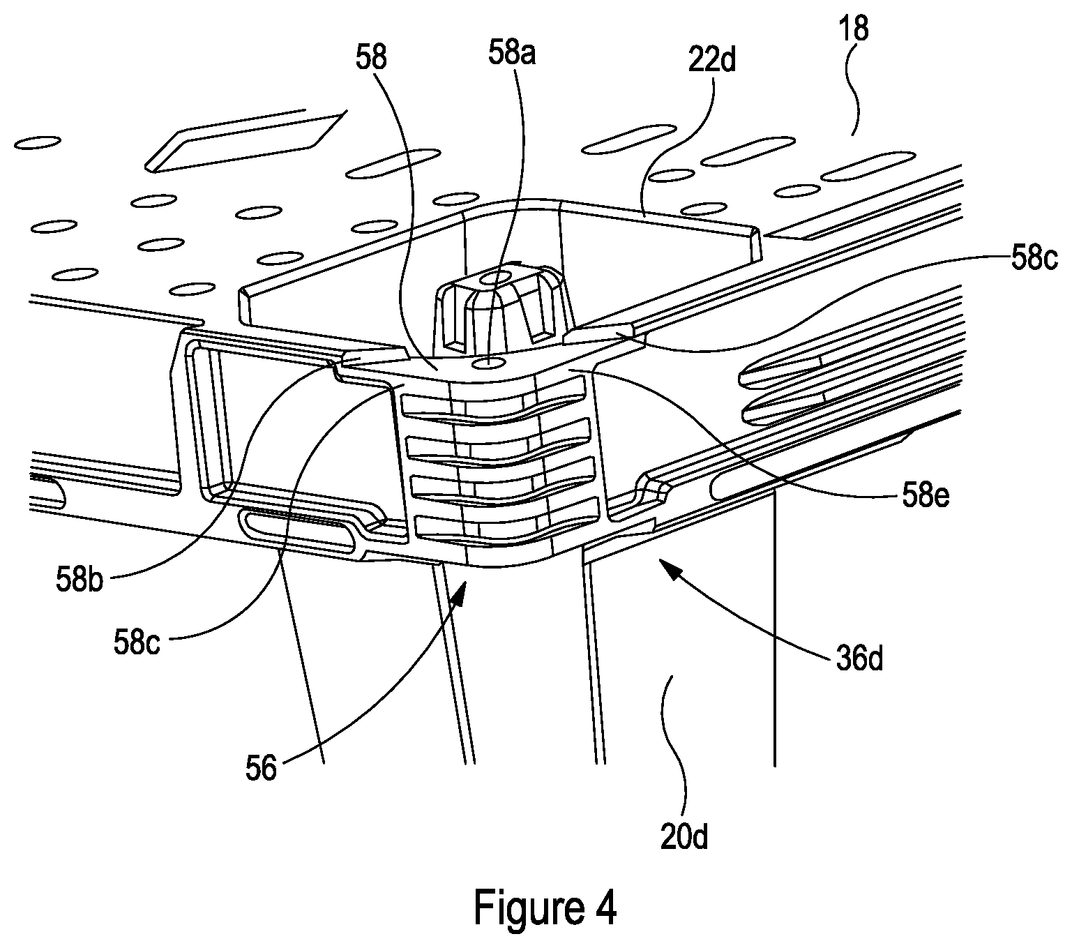 Patent US12617582 Figure 4 – Adjustable elevated stacking pallet support member and methods of elevated stacking of pallets