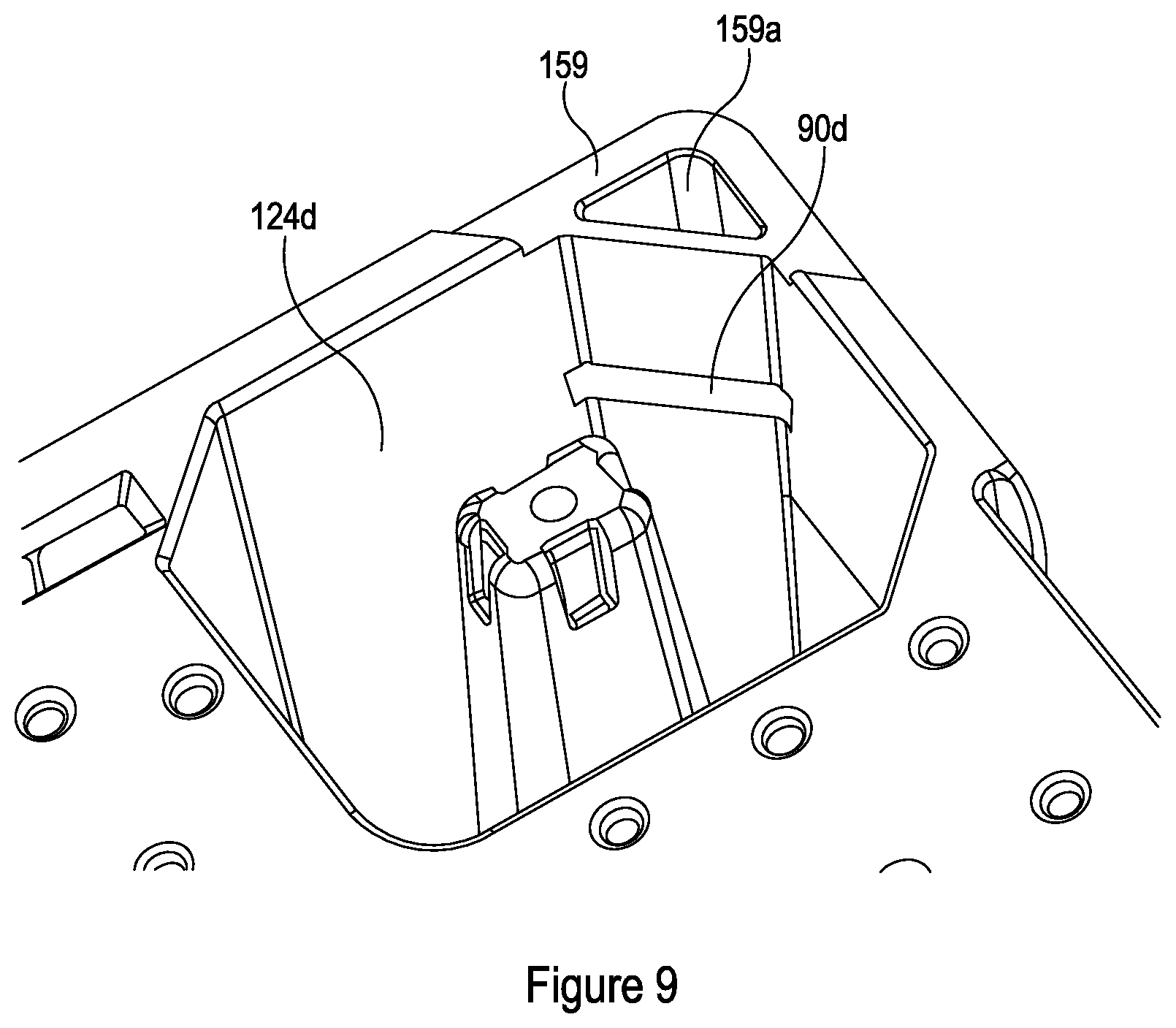 Patent US12617582 Figure 9 – Adjustable elevated stacking pallet support member and methods of elevated stacking of pallets
