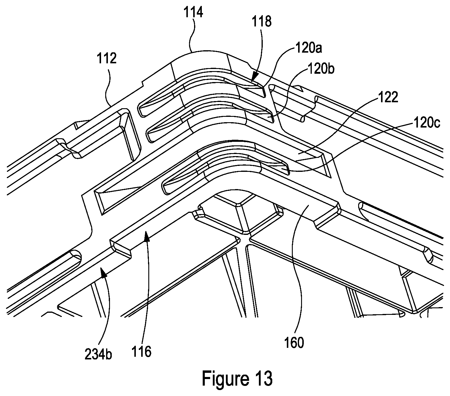 Patent US12617582 Figure 13 – Adjustable elevated stacking pallet support member and methods of elevated stacking of pallets