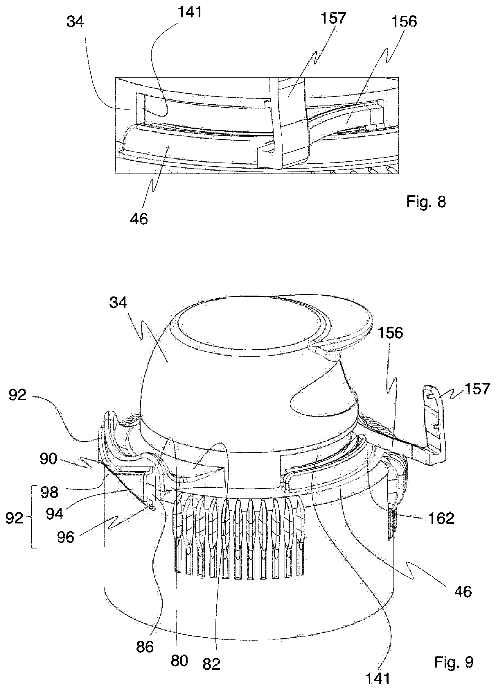 Patent US12617591 Figure 4 – Aseptic container closure having a hinge and a mouthpiece