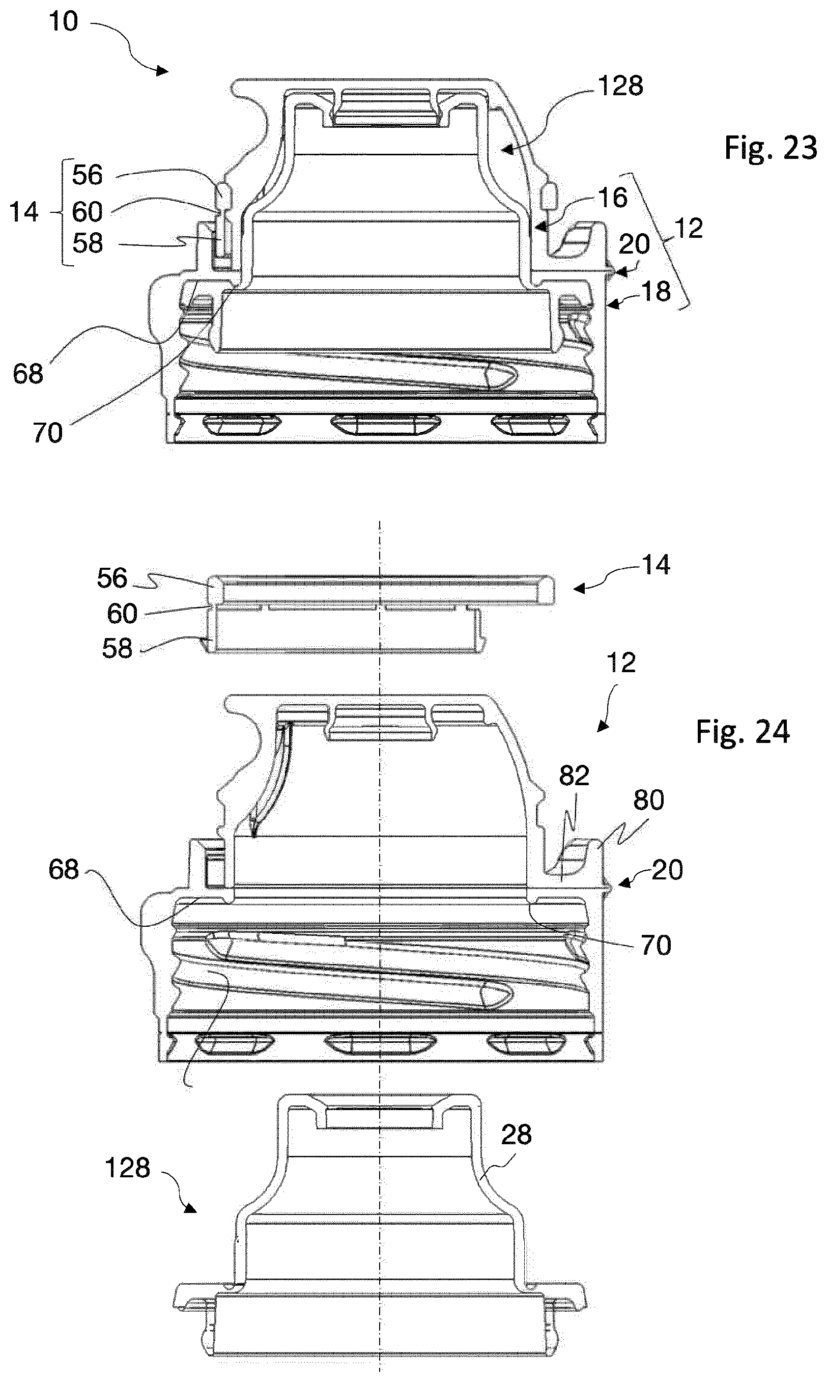 Patent US12617591 Figure 11 – Aseptic container closure having a hinge and a mouthpiece