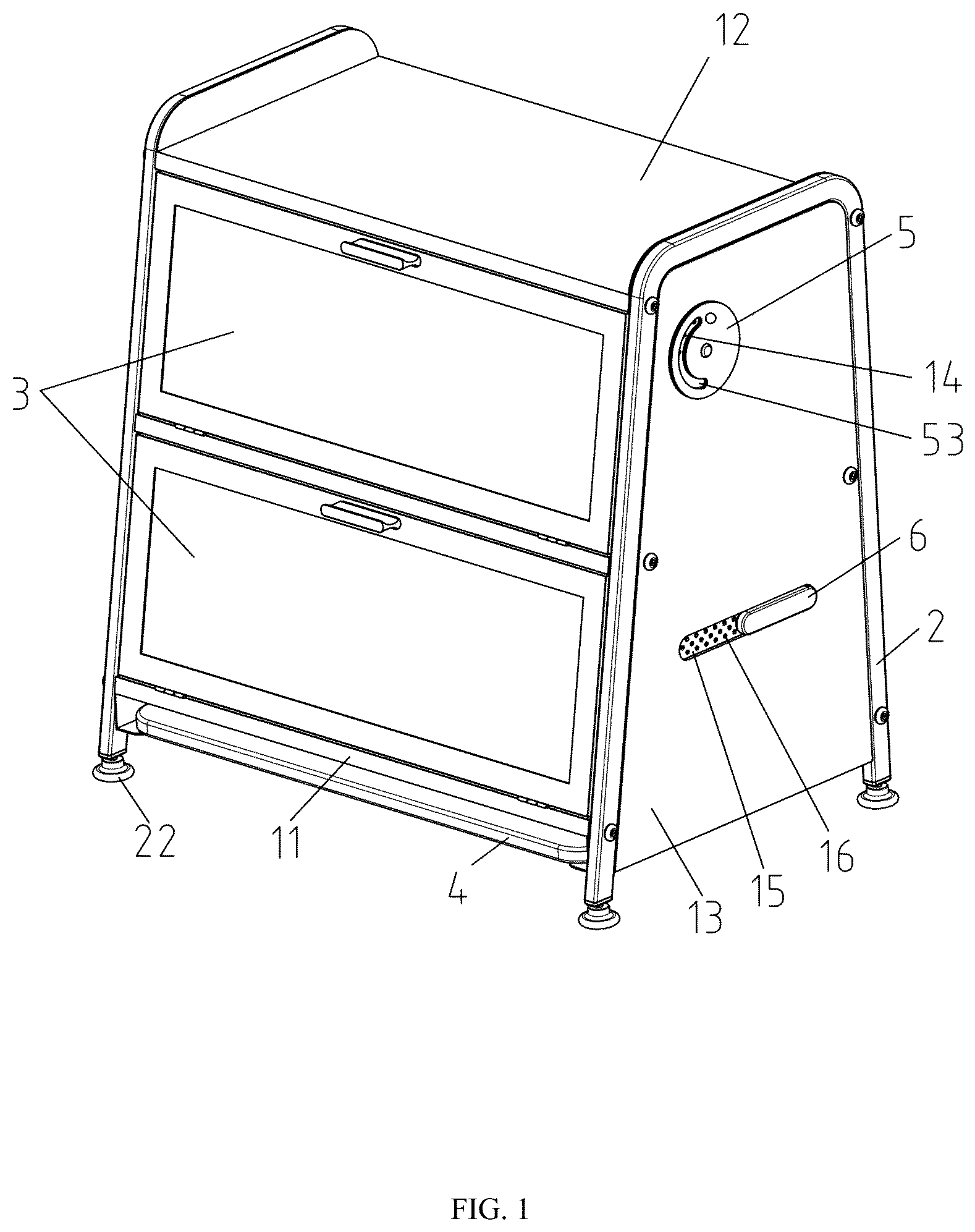 Patent US12617592 Figure 1 – Storage box with adjustable air vents