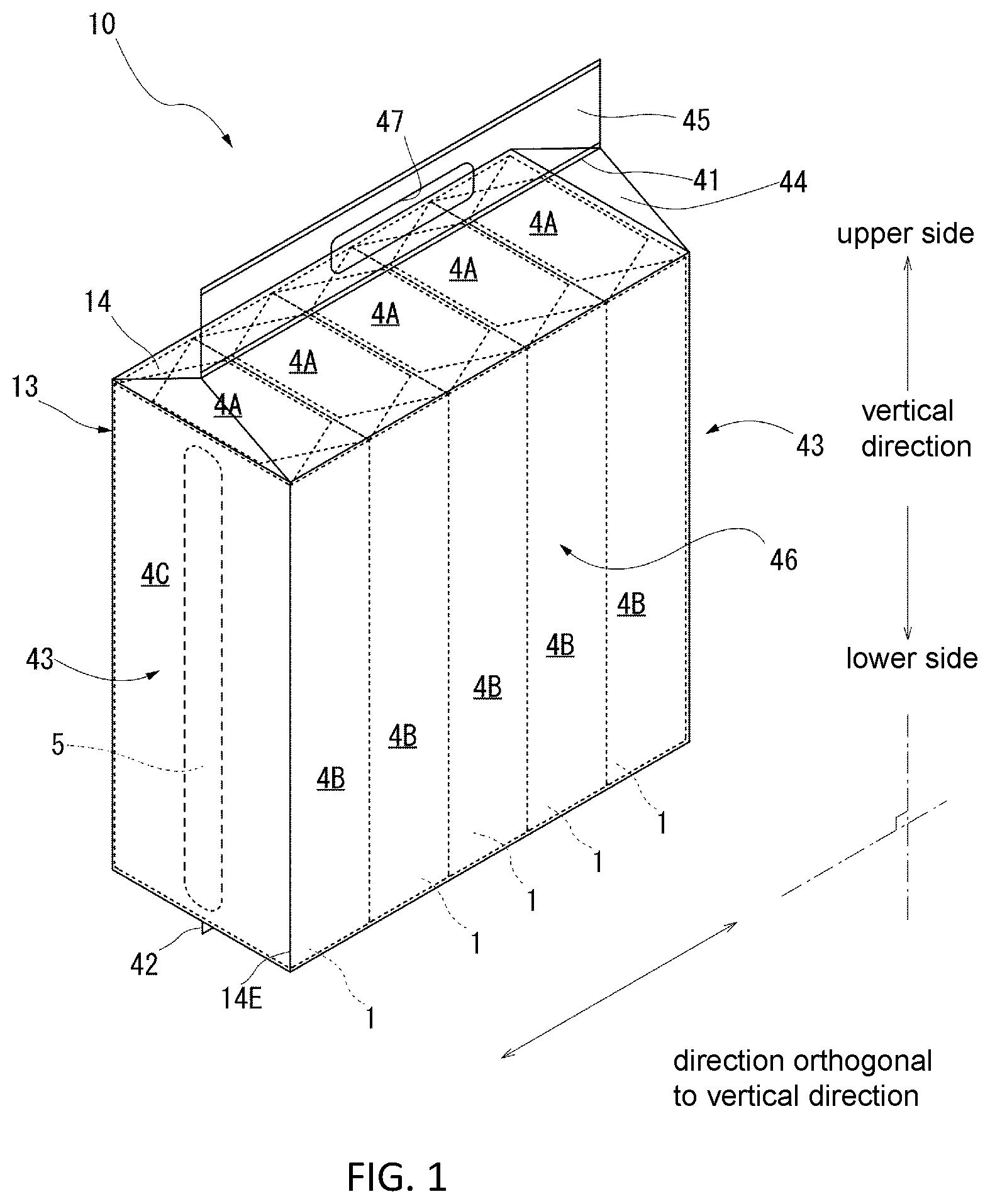 Patent US12617597 Figure 1 – Film-packaged tissue product collective pack and packaging material for film-packaged tissue product collective pack
