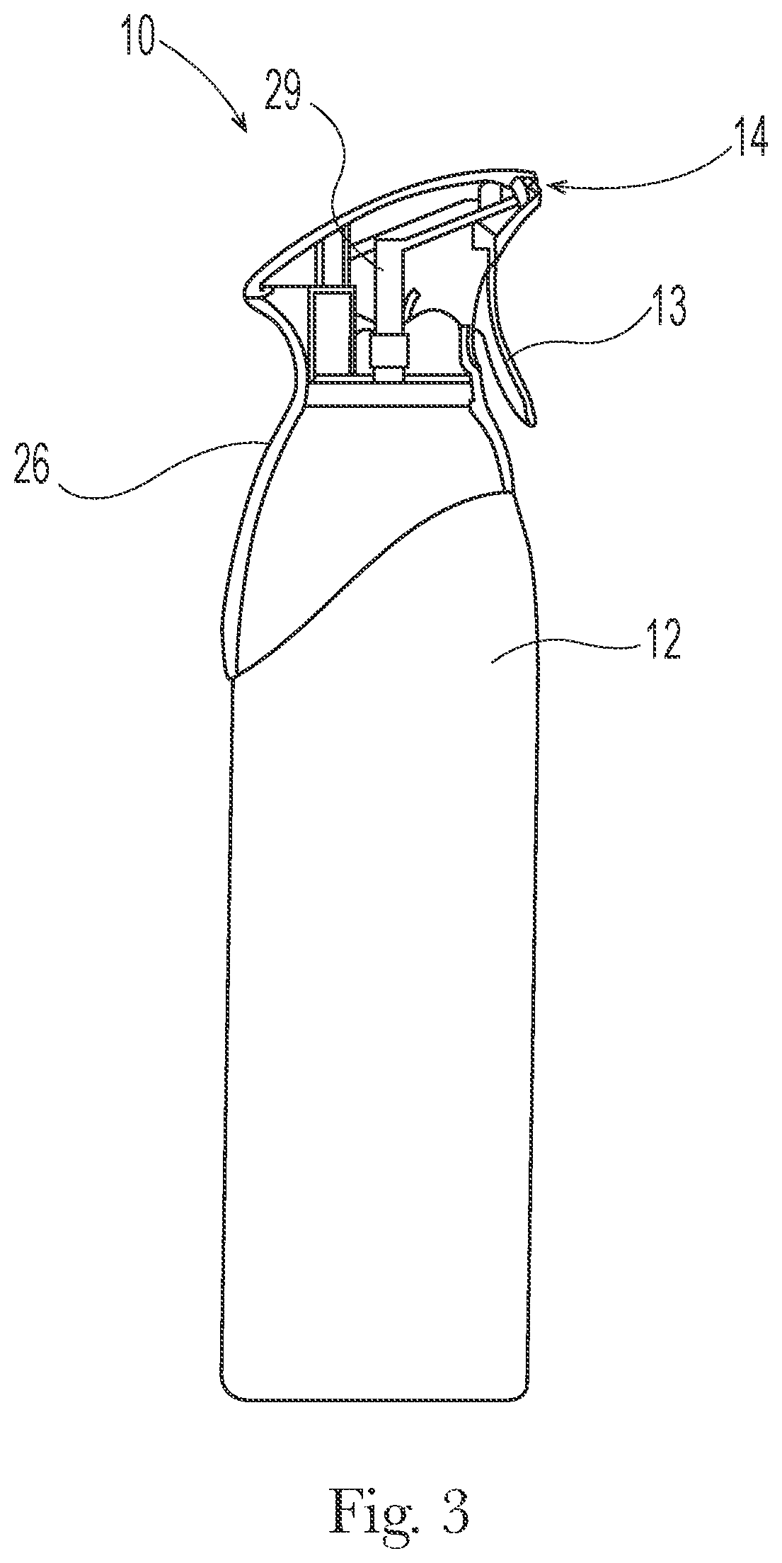 Patent US12617602 Figure 2 – Aerosol dispenser and nozzle with reduced drip