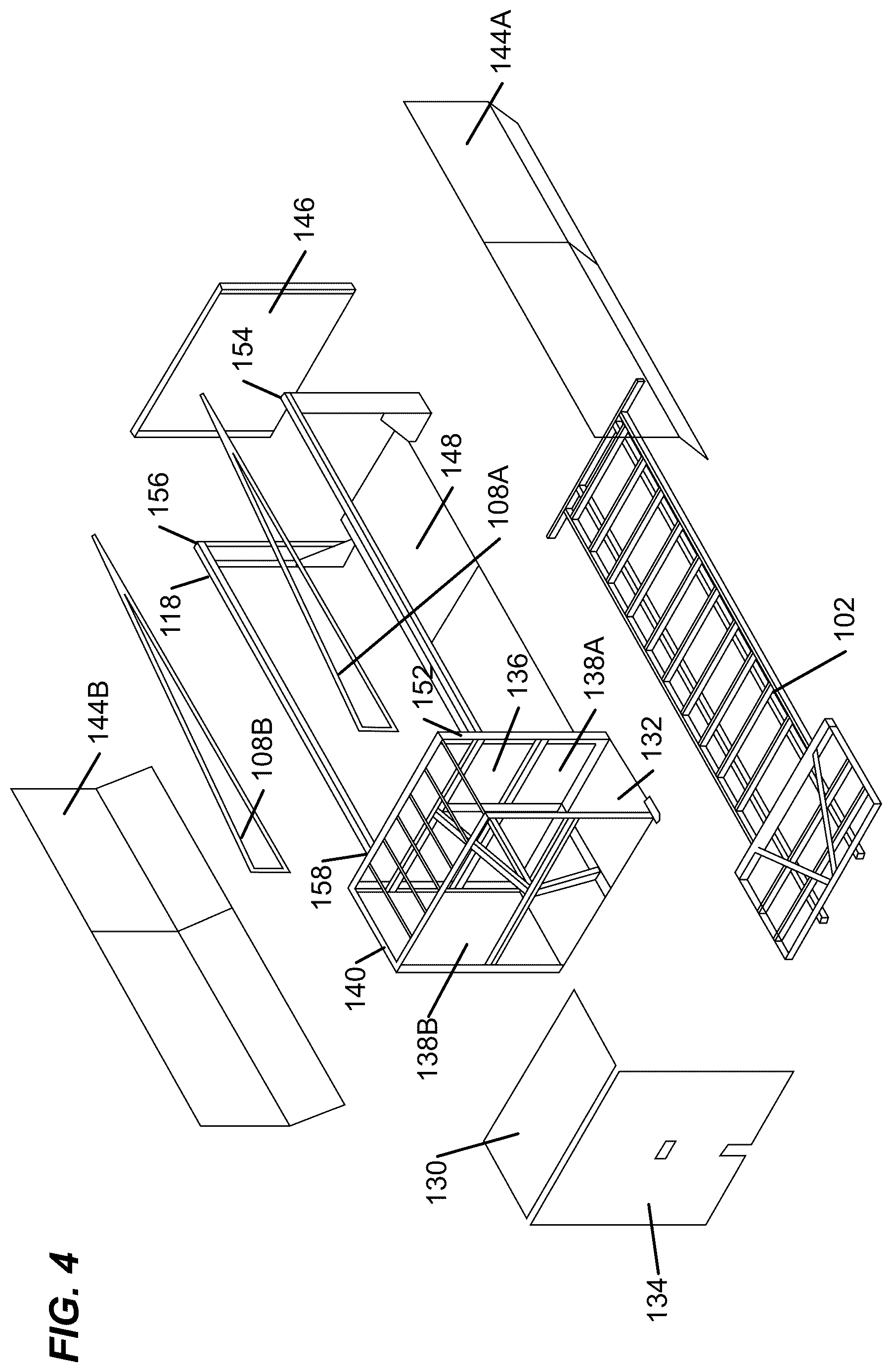 Patent US12617607 Figure 4 – Covered dumpster and portable toilet system