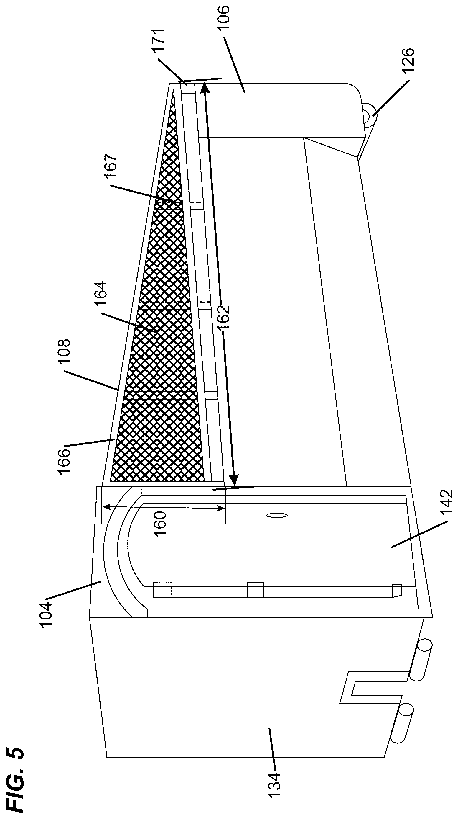 Patent US12617607 Figure 5 – Covered dumpster and portable toilet system