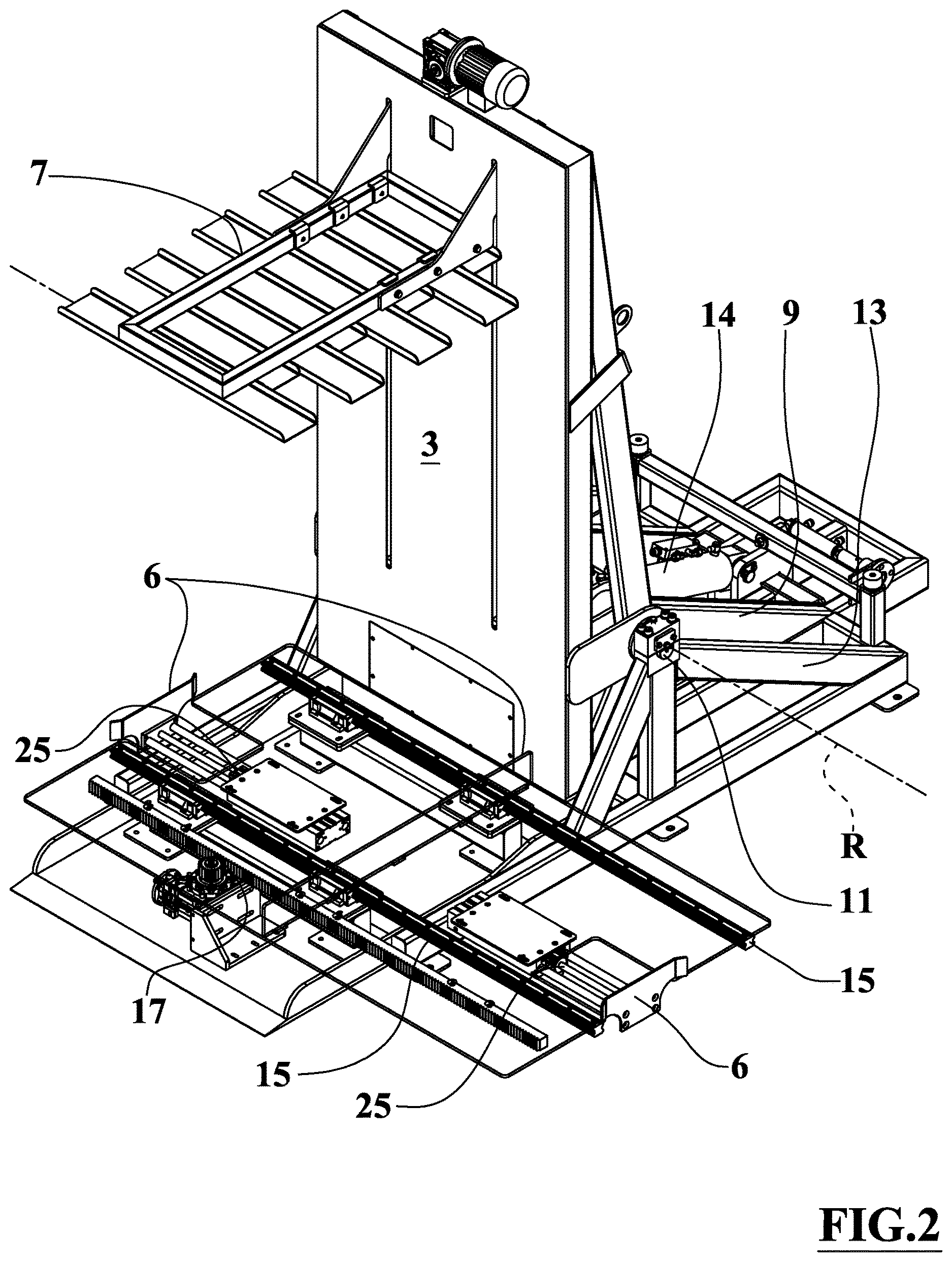 Patent US12617621 Figure 2 – Device for replacing a pallet