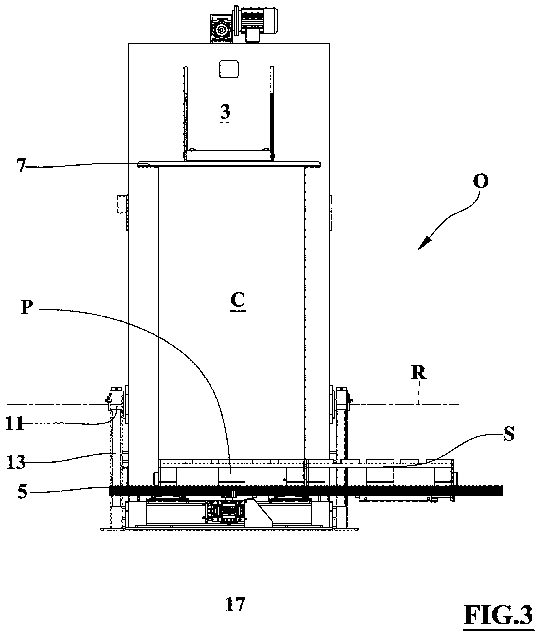 Patent US12617621 Figure 3 – Device for replacing a pallet