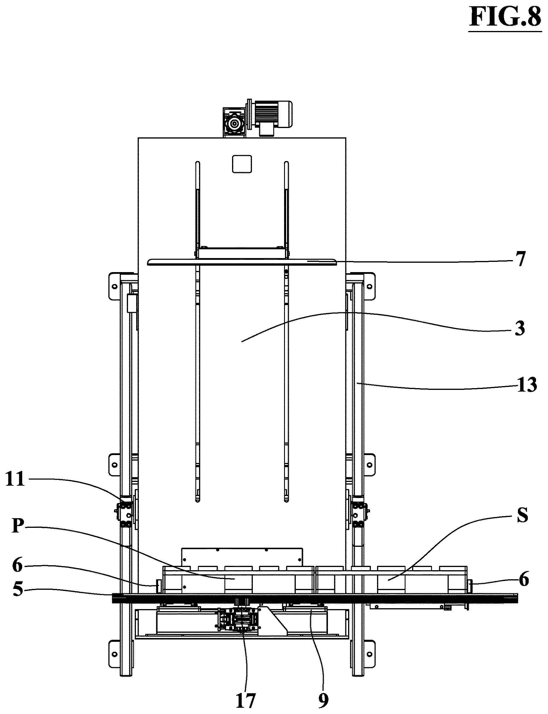 Patent US12617621 Figure 8 – Device for replacing a pallet