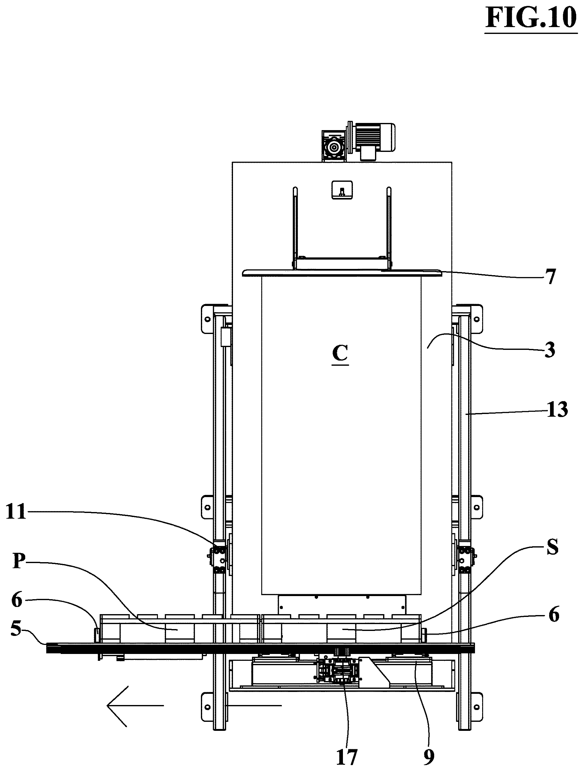 Patent US12617621 Figure 10 – Device for replacing a pallet