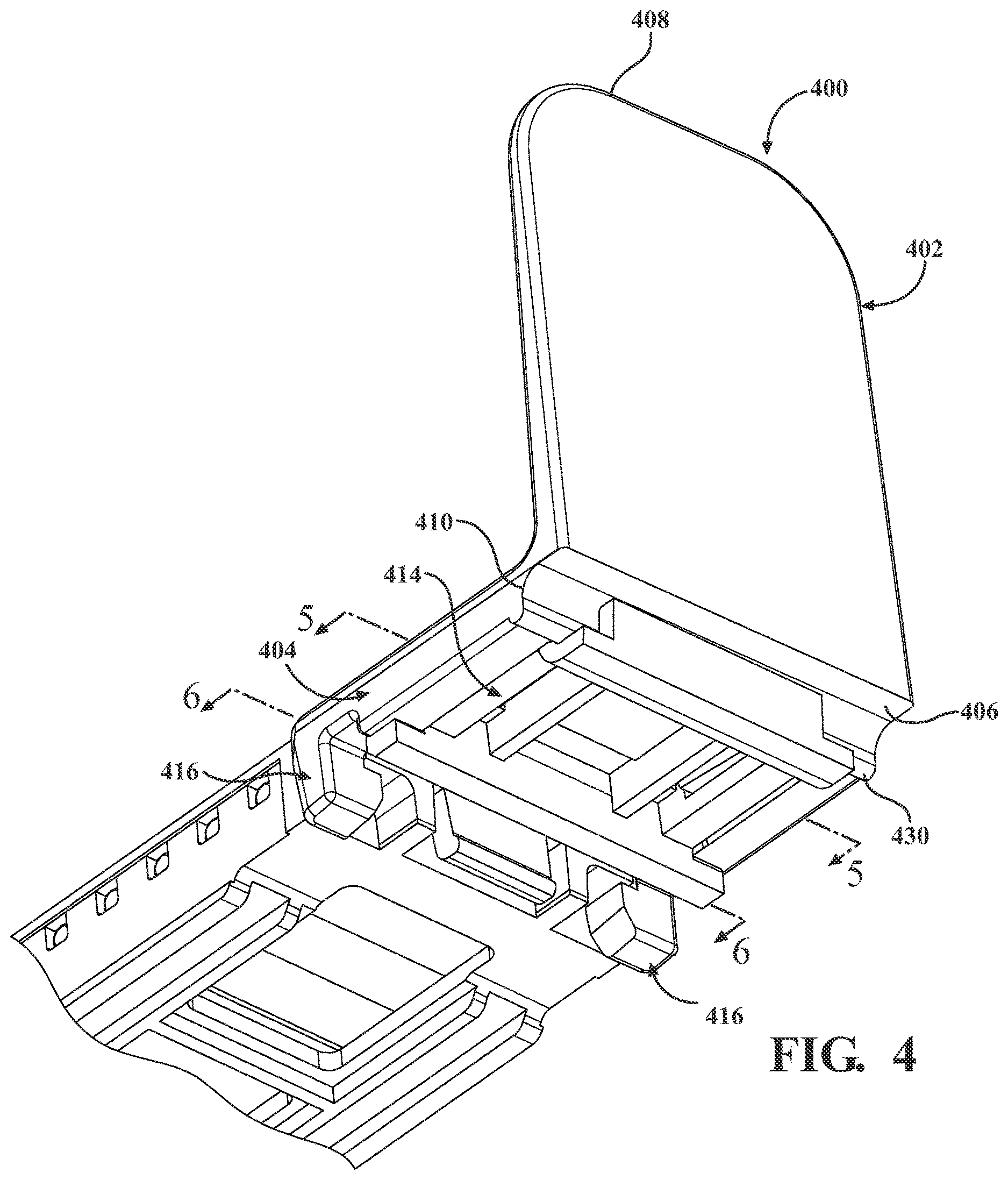 Patent US12617627 Figure 4 – Selectively securable roller track