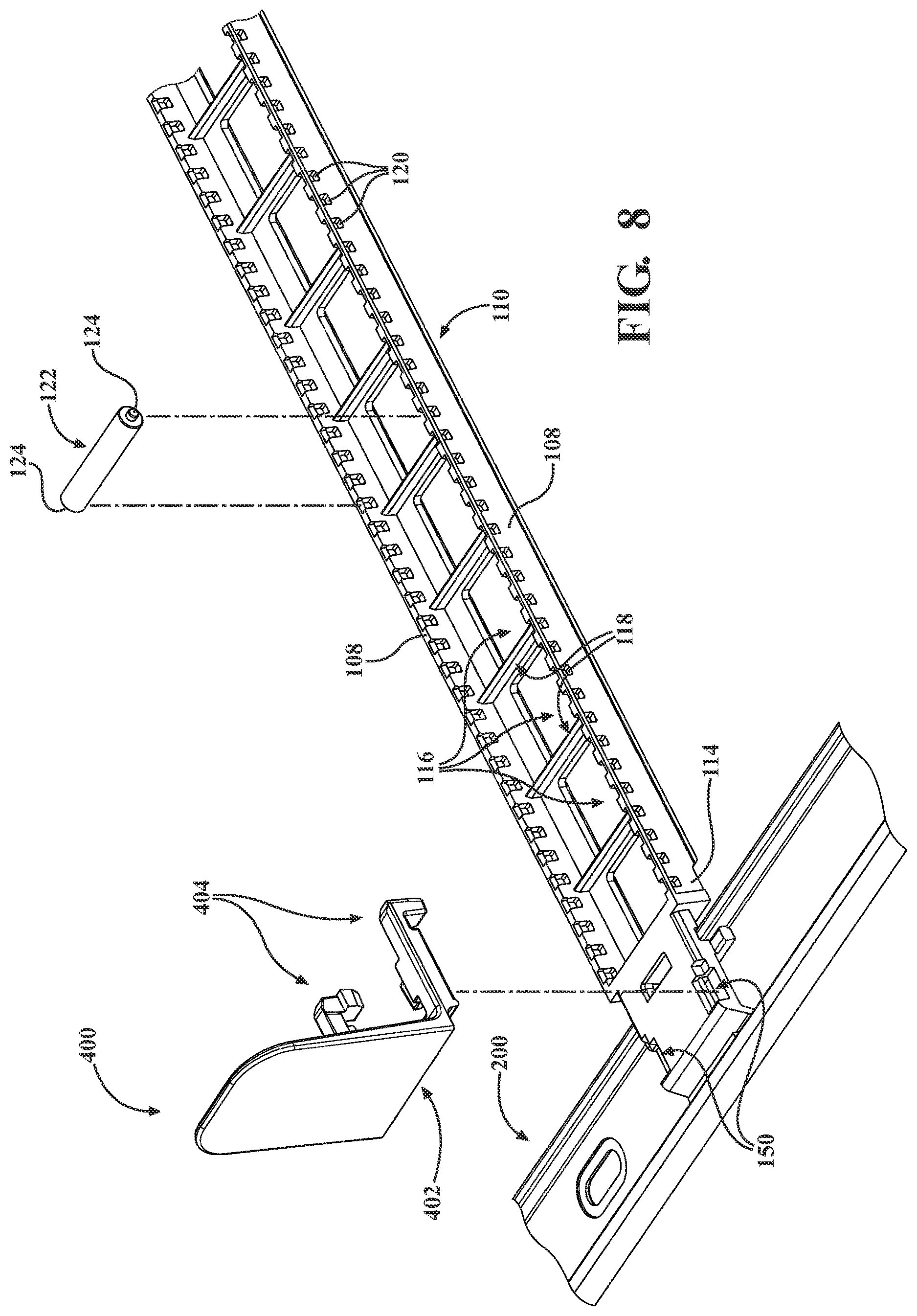 Patent US12617627 Figure 7 – Selectively securable roller track