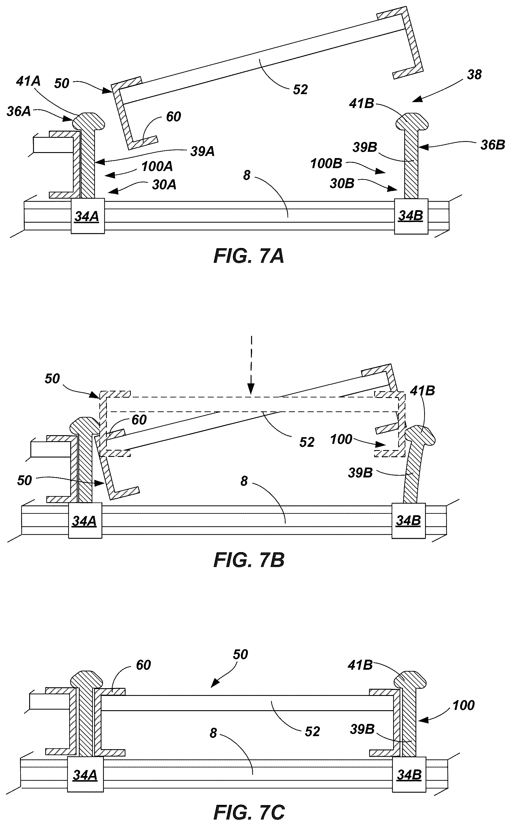 Patent US12617639 Figure 7 – Dispensing hopper and presentation system for overhead installation of solar panels for a solar tracking system