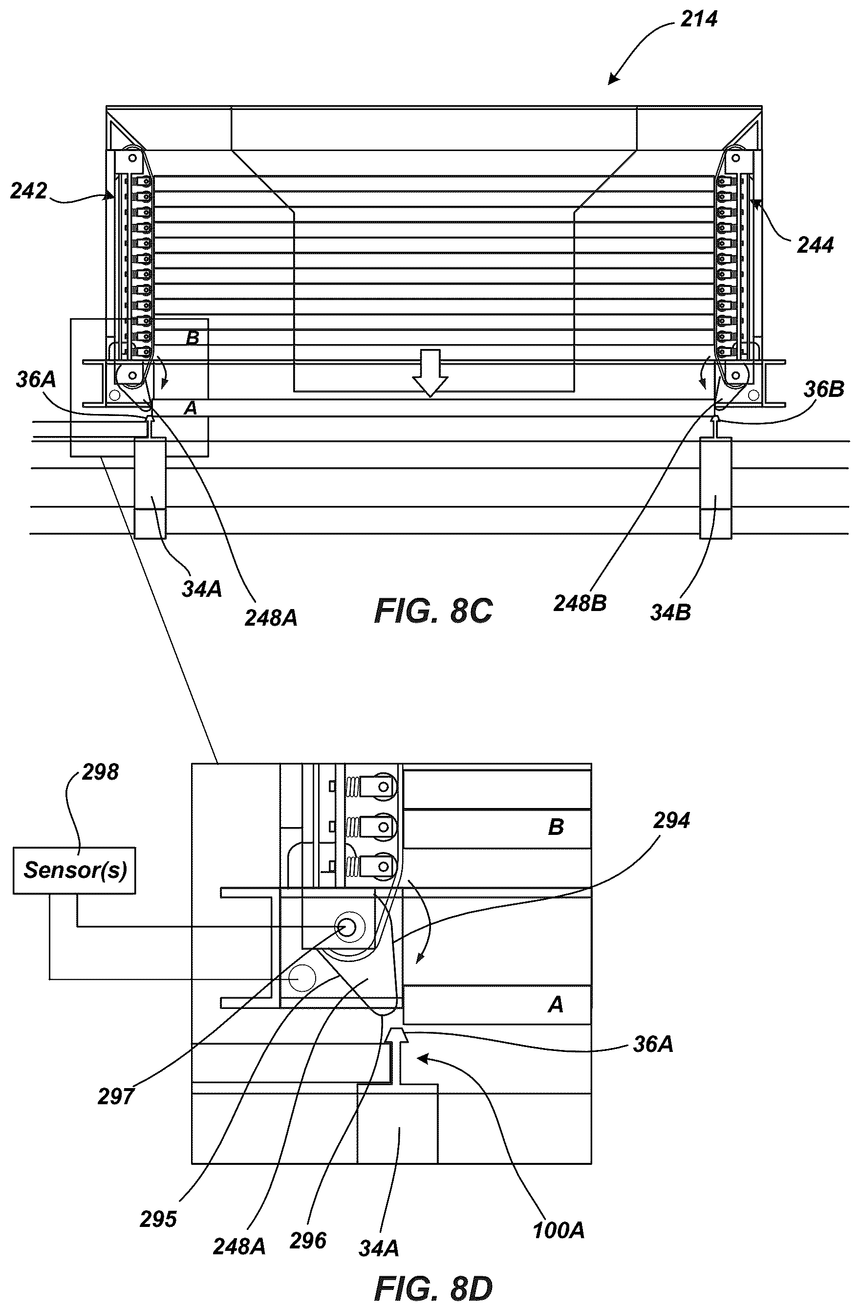 Patent US12617639 Figure 9 – Dispensing hopper and presentation system for overhead installation of solar panels for a solar tracking system