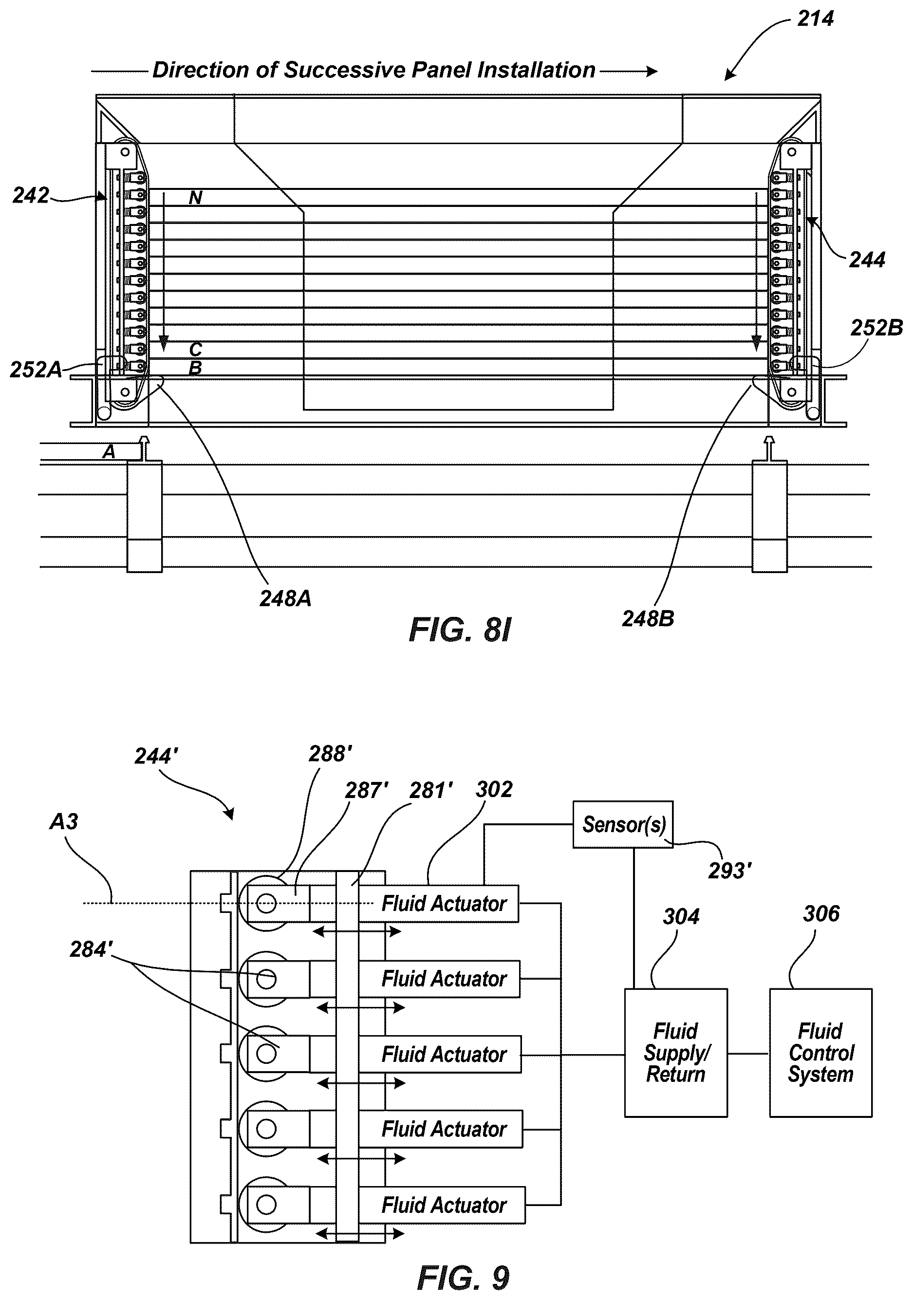 Patent US12617639 Figure 12 – Dispensing hopper and presentation system for overhead installation of solar panels for a solar tracking system