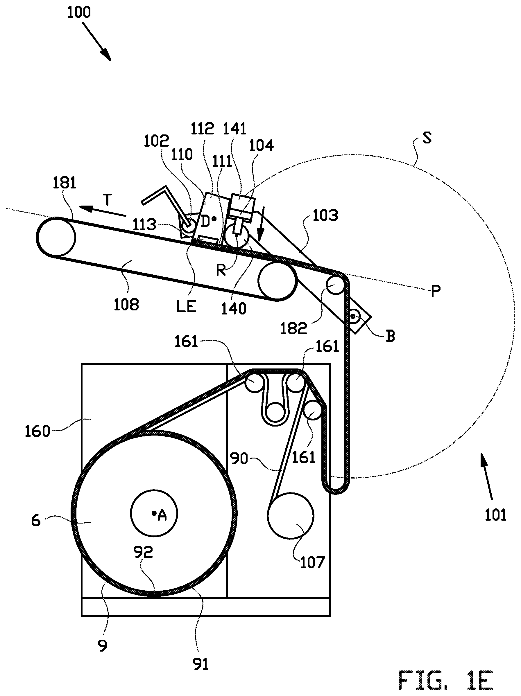 Patent US12617643 Figure 5 – Unwinding system and method for unwinding a tire component from a stock reel and for outputting said tire component in a transport direction