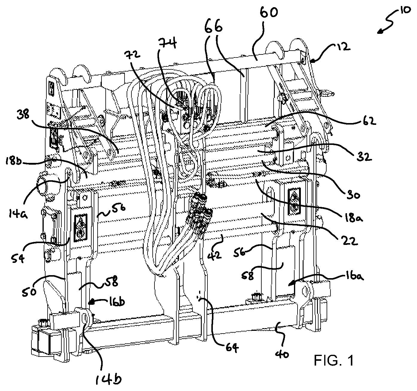 Patent US12617660 — Side-shift fork carriage for a material handling machine — Figure 1