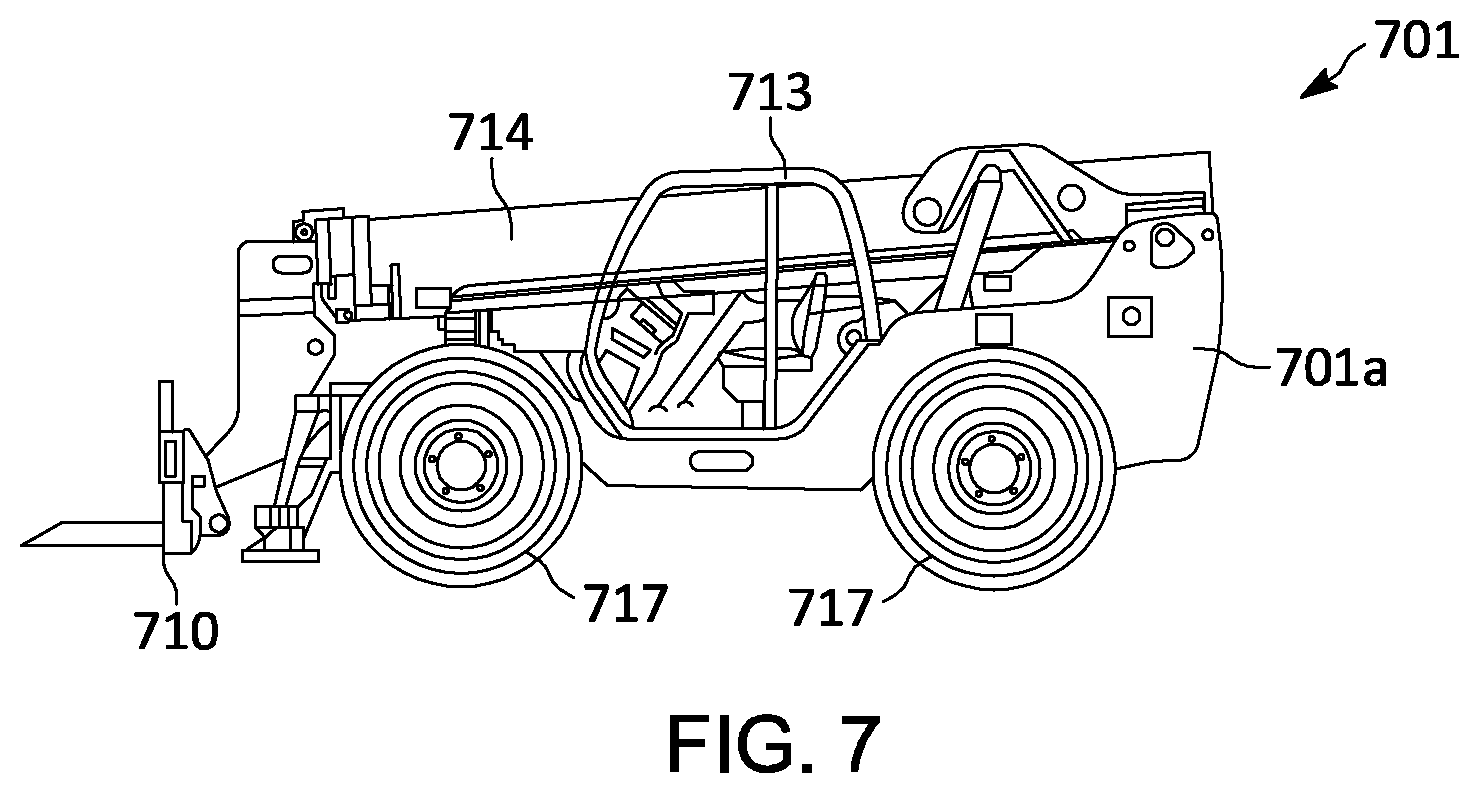 Patent US12617660 Figure 5 – Side-shift fork carriage for a material handling machine