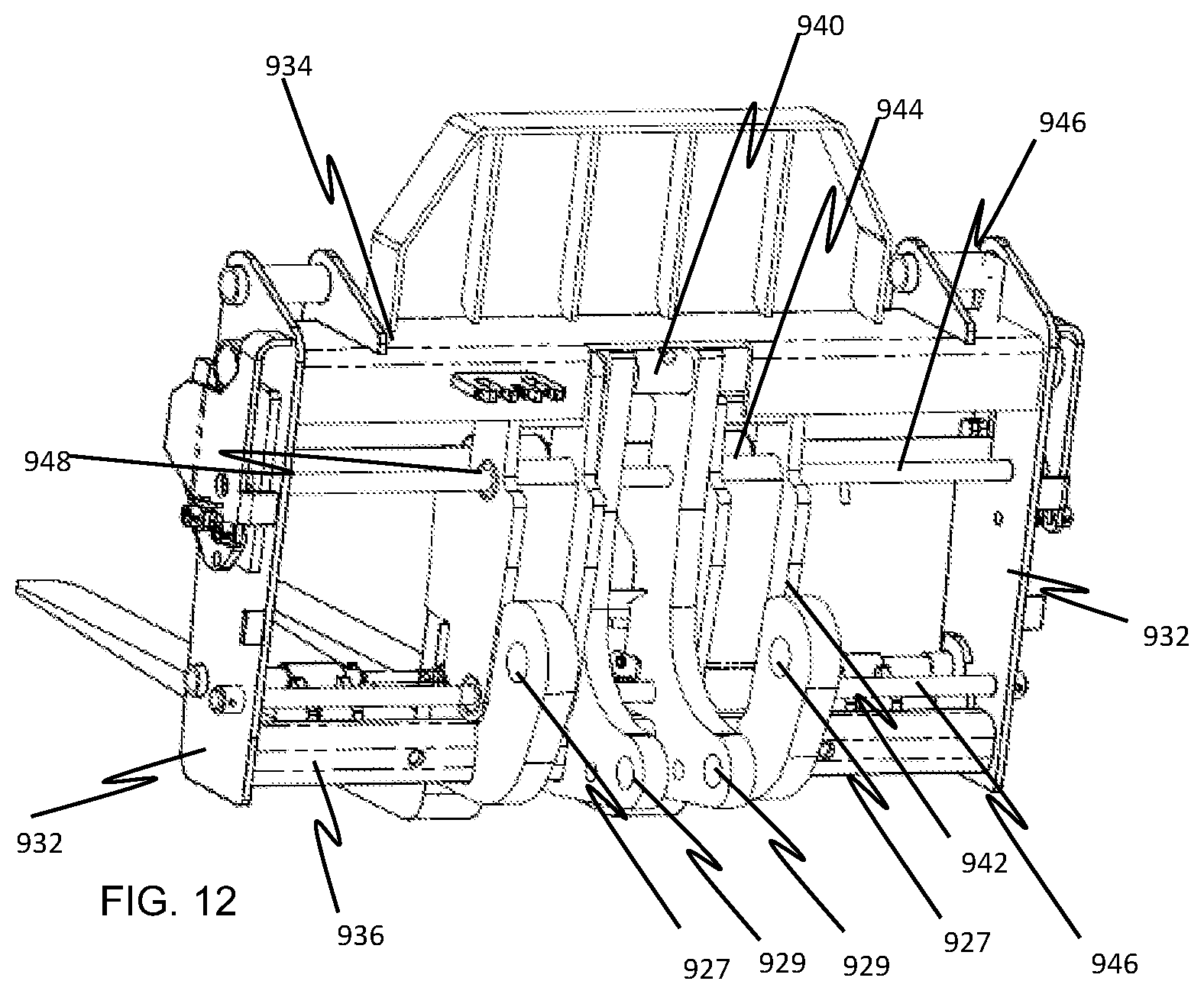 Patent US12617660 Figure 9 – Side-shift fork carriage for a material handling machine