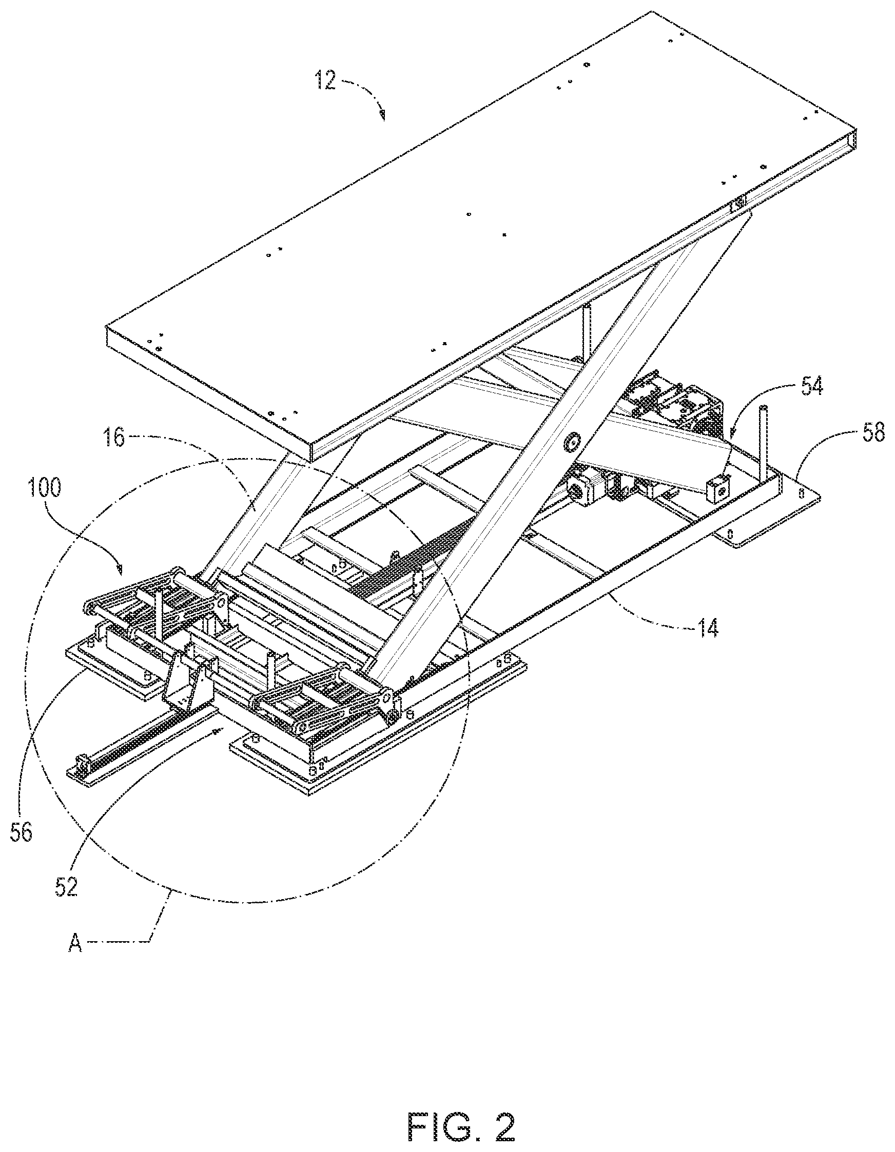 Patent US12617661 Figure 2 – Safety devices for scissor lifts and related methods