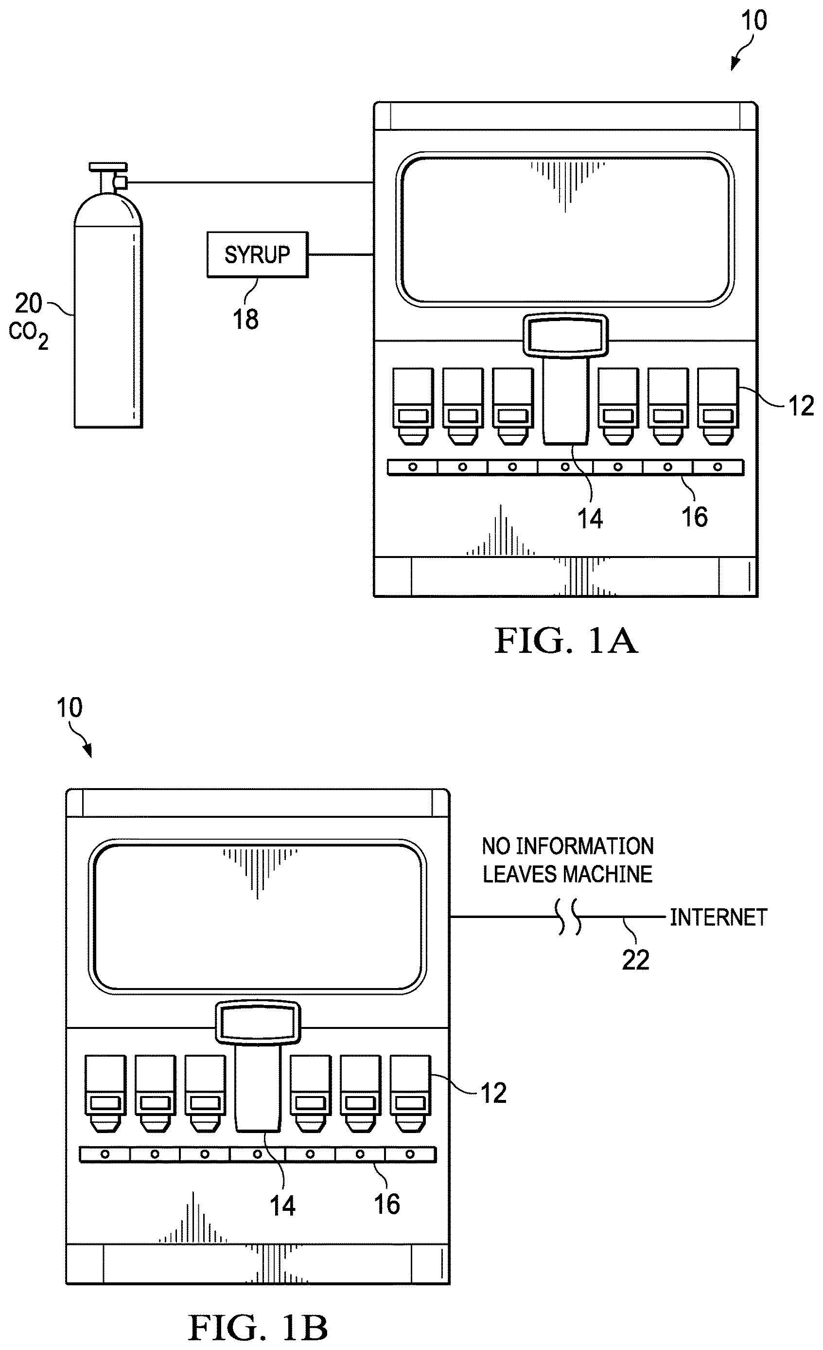 Patent US12617666 Figure 1 – Touchless and data management drink dispensing device