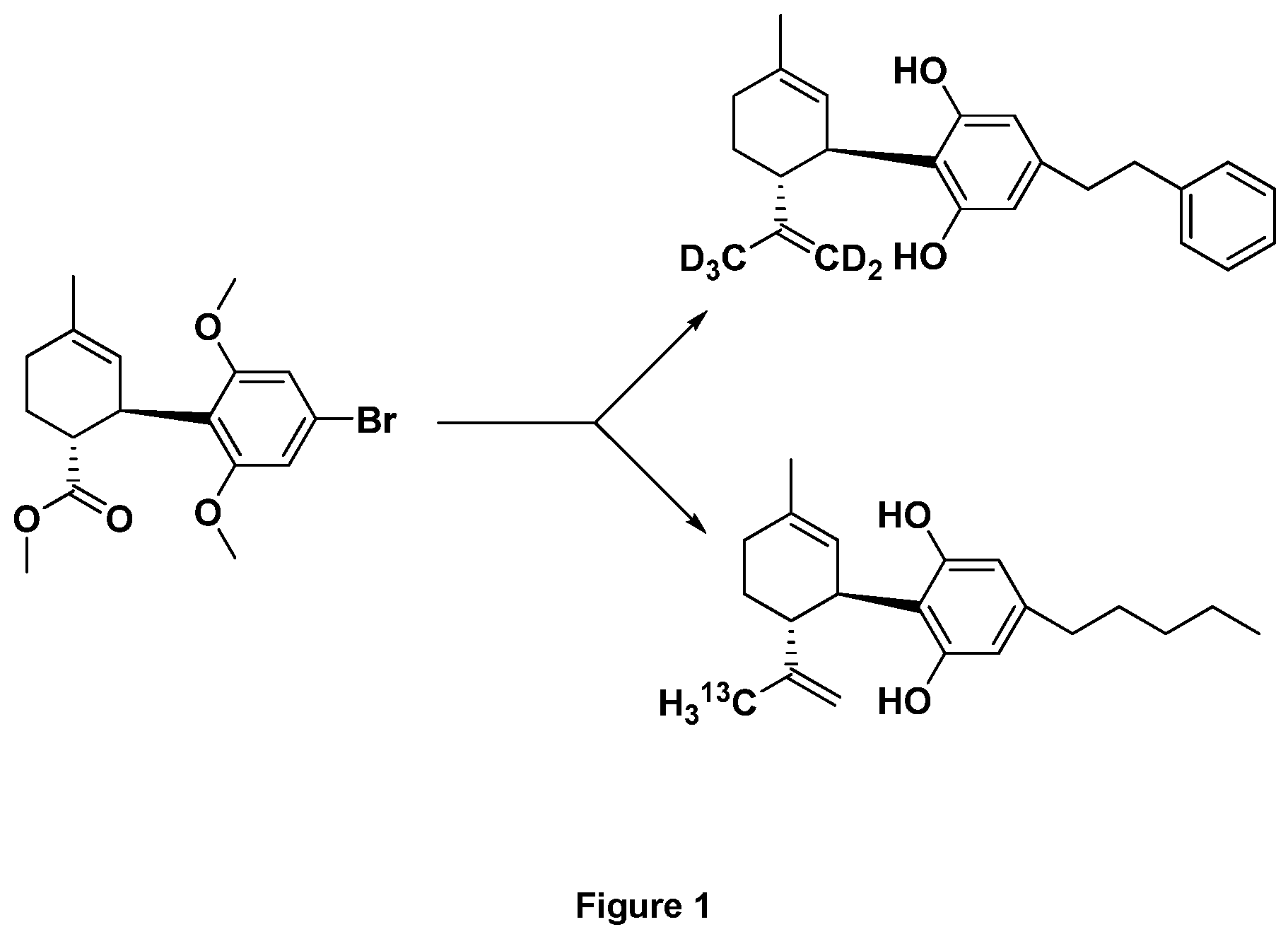 Patent US12617749 Figure 1 – Cannabinoid derivatives and precursors, and asymmetric synthesis for same