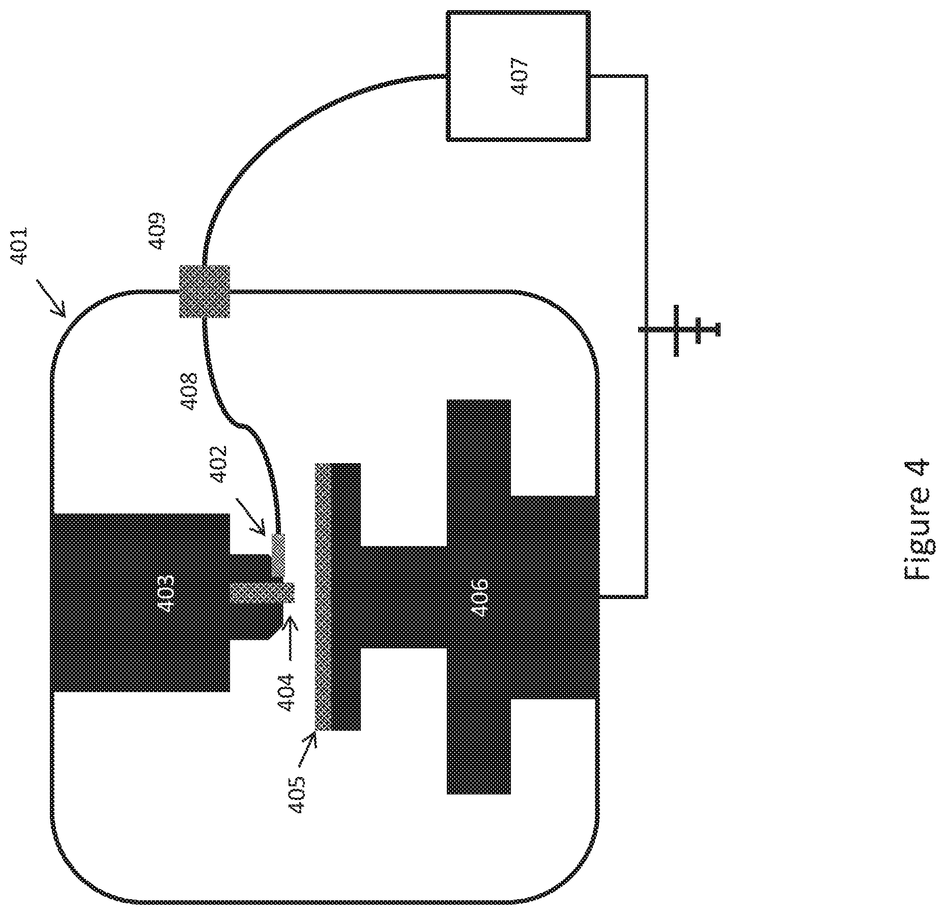 Patent US12618136 Figure 4 – Capacitive sensor for positioning in OVJP printing