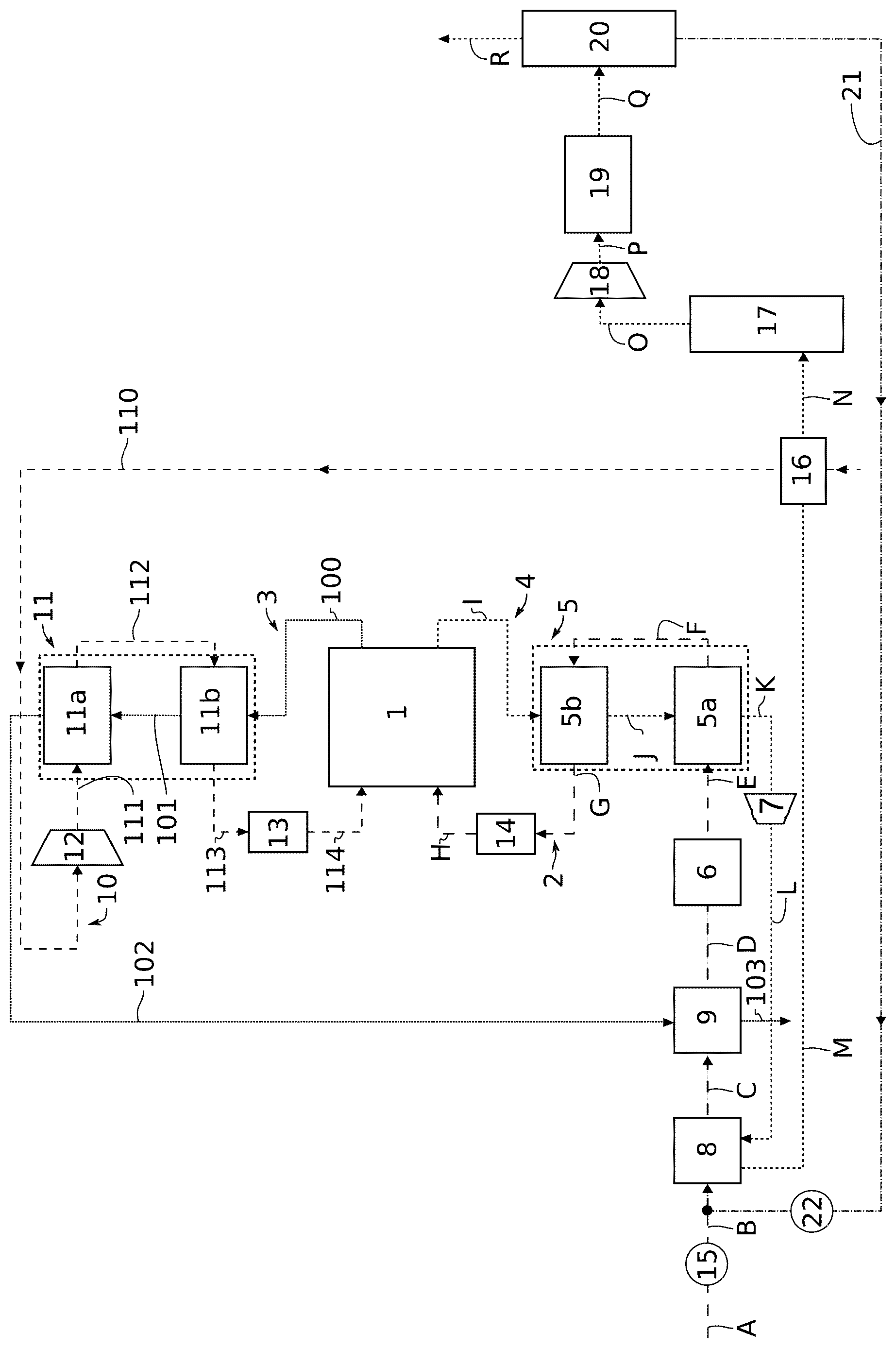 Patent US12618161 Figure 1 – High temperature electrolyser system optimized by increasing the pressure at the electrolyser output