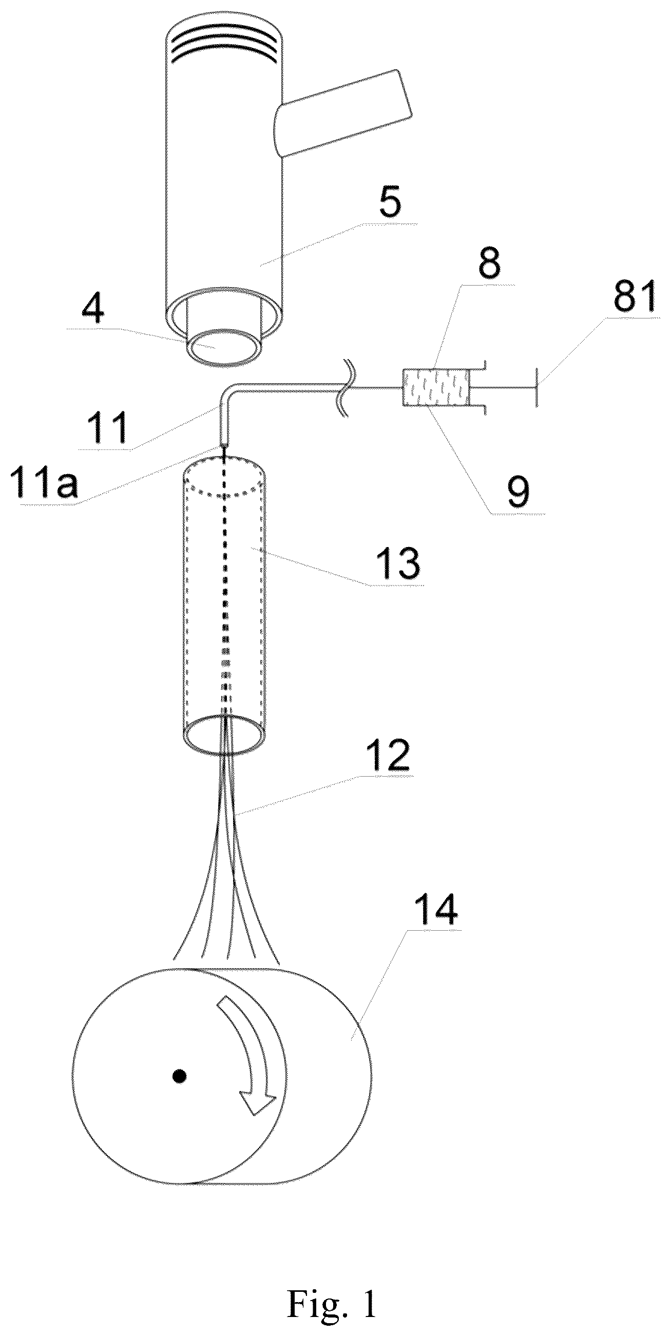 Patent US12618174 Figure 1 – Method of production of fibers and a device for carrying out the method