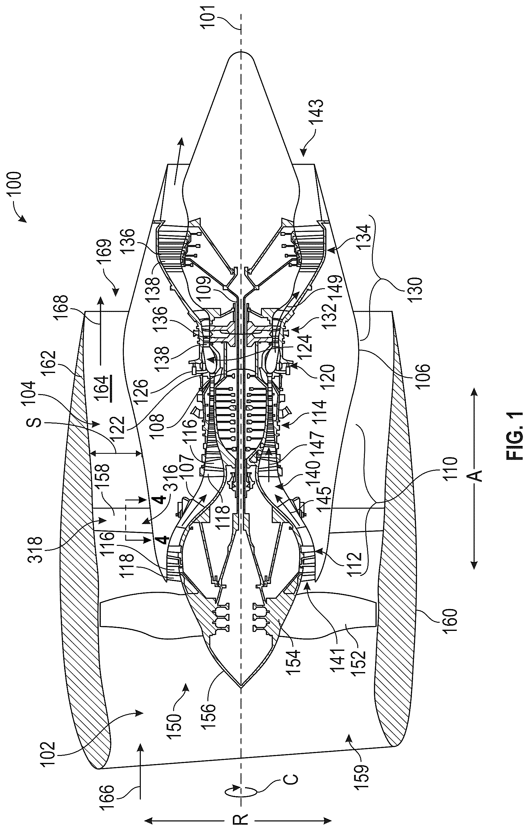 Patent US12618177 Figure 1 – Method of manufacturing a woven fabric for a composite component for a turbine engine