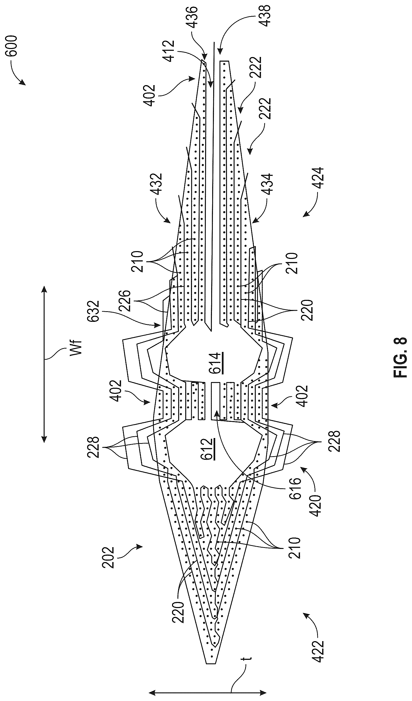 Patent US12618177 Figure 8 – Method of manufacturing a woven fabric for a composite component for a turbine engine