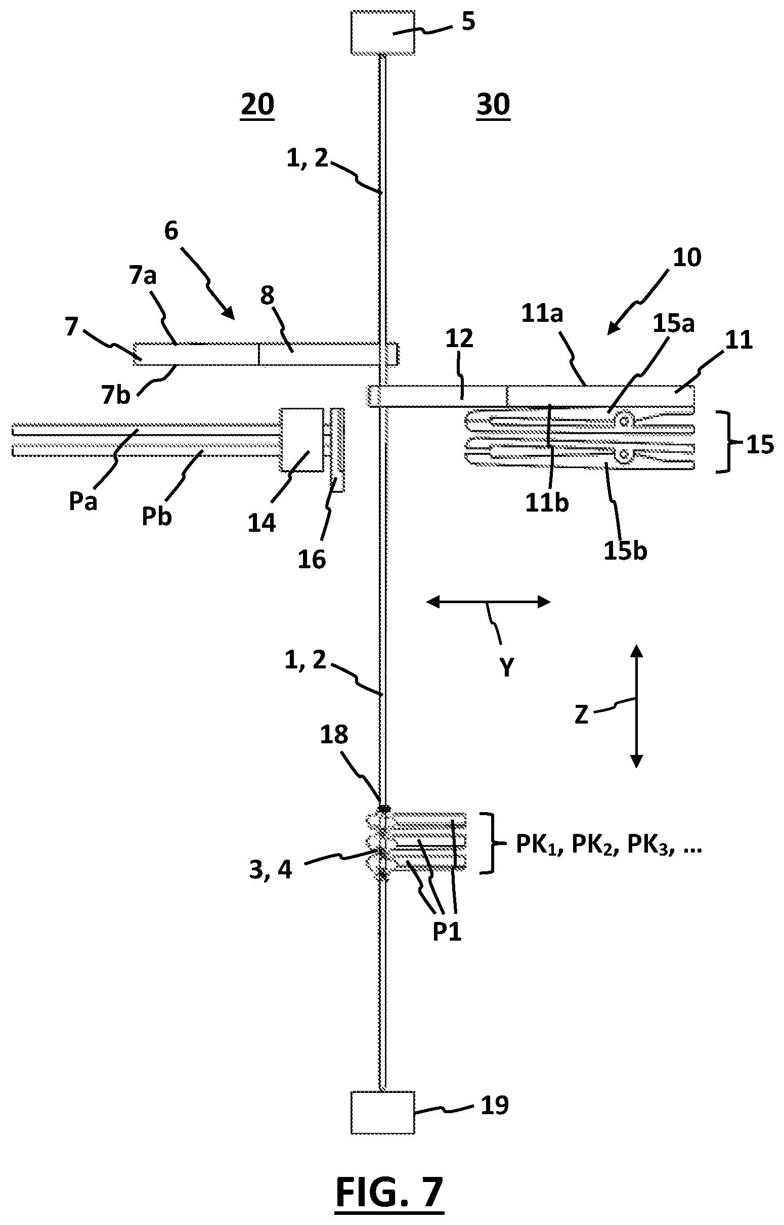 Patent US12618178 Figure 7 – Weaving machine and method for manufacturing pile fabrics with knotted pile yarns