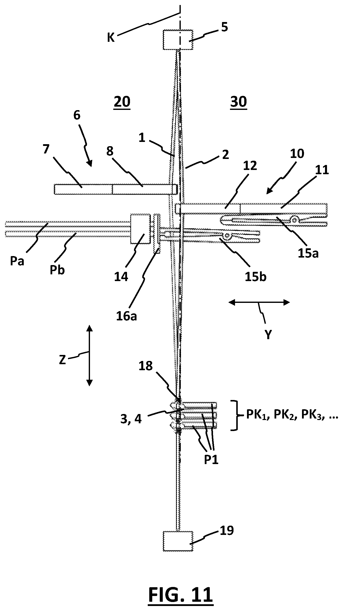 Patent US12618178 Figure 11 – Weaving machine and method for manufacturing pile fabrics with knotted pile yarns