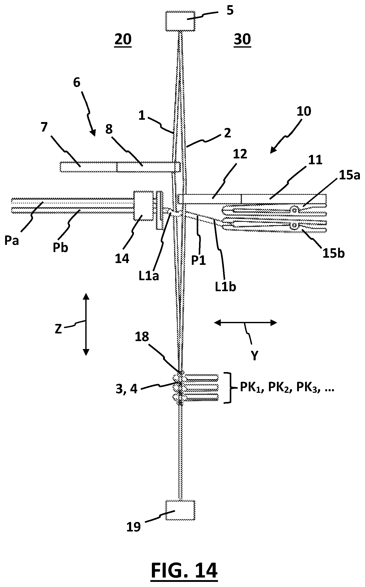 Patent US12618178 Figure 14 – Weaving machine and method for manufacturing pile fabrics with knotted pile yarns