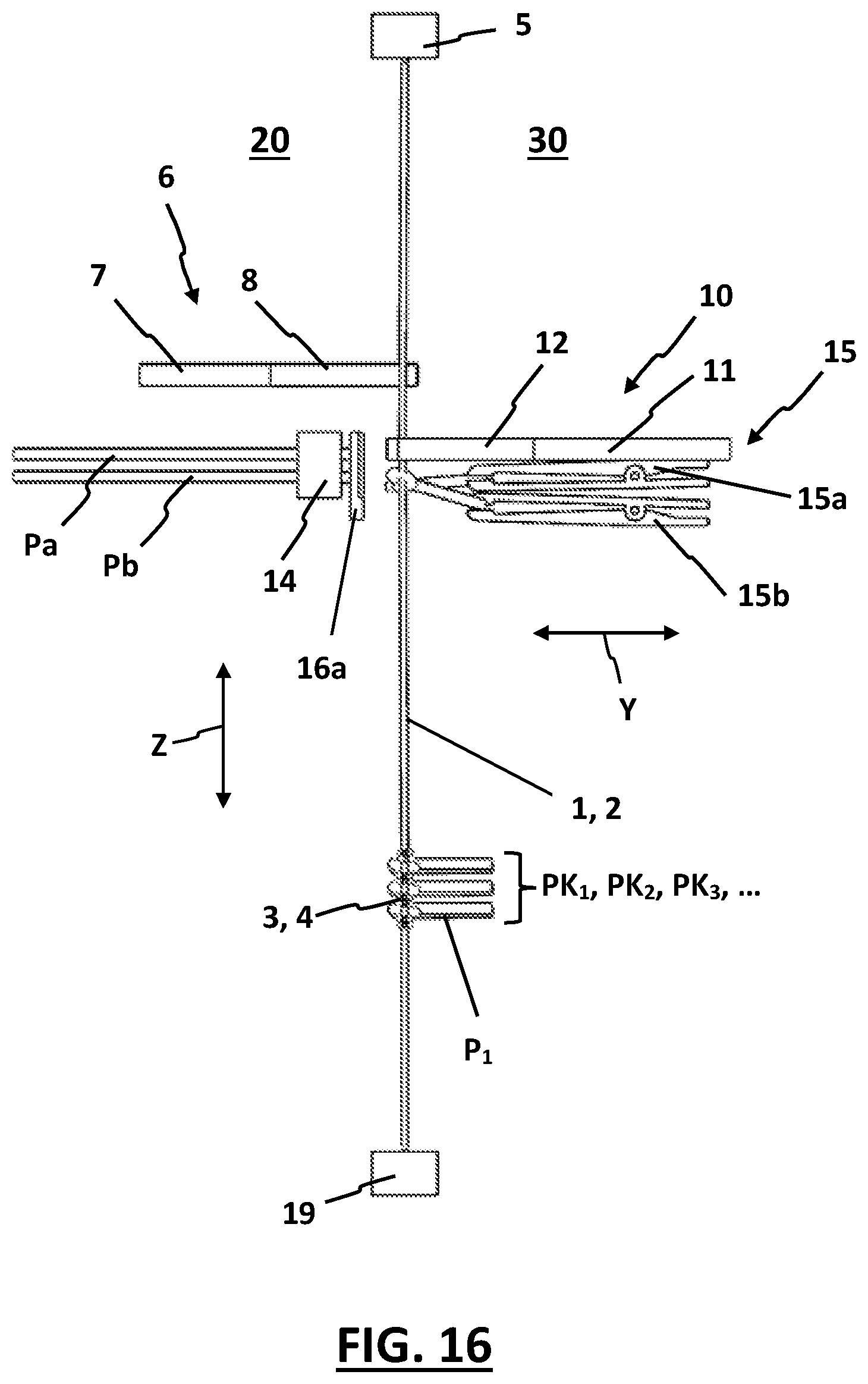 Patent US12618178 Figure 16 – Weaving machine and method for manufacturing pile fabrics with knotted pile yarns