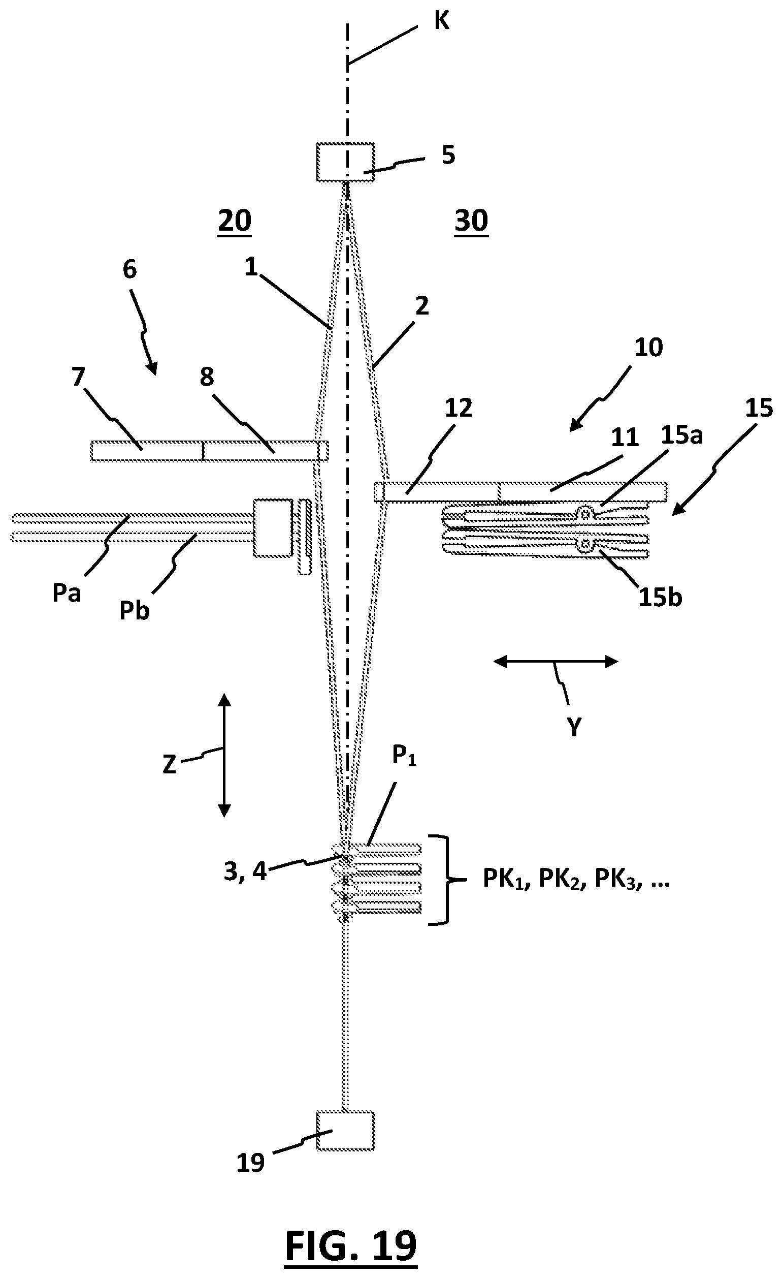 Patent US12618178 Figure 19 – Weaving machine and method for manufacturing pile fabrics with knotted pile yarns