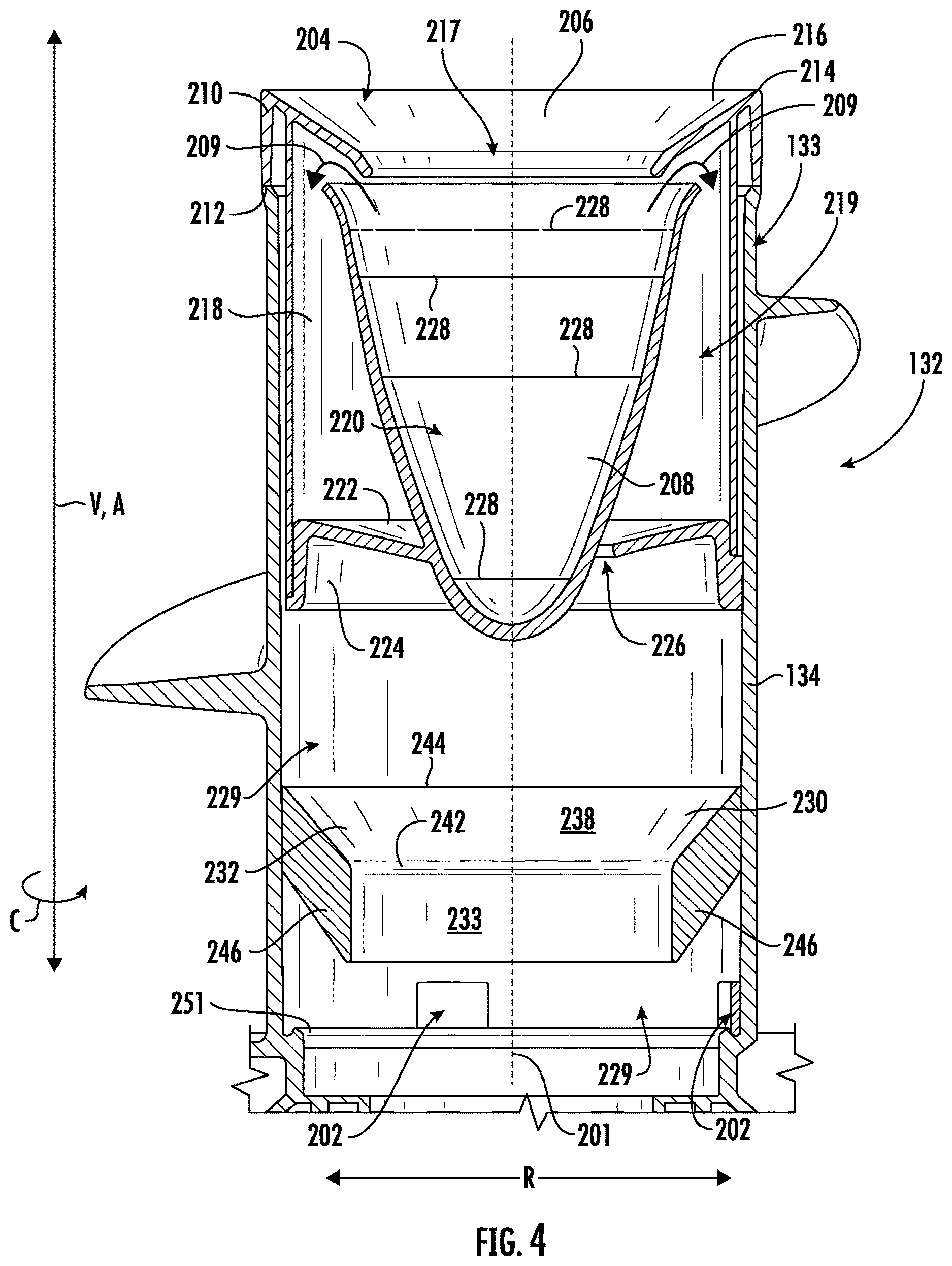 Patent US12618187 Figure 4 – Restrictor ring for an agitator of a washing machine appliance
