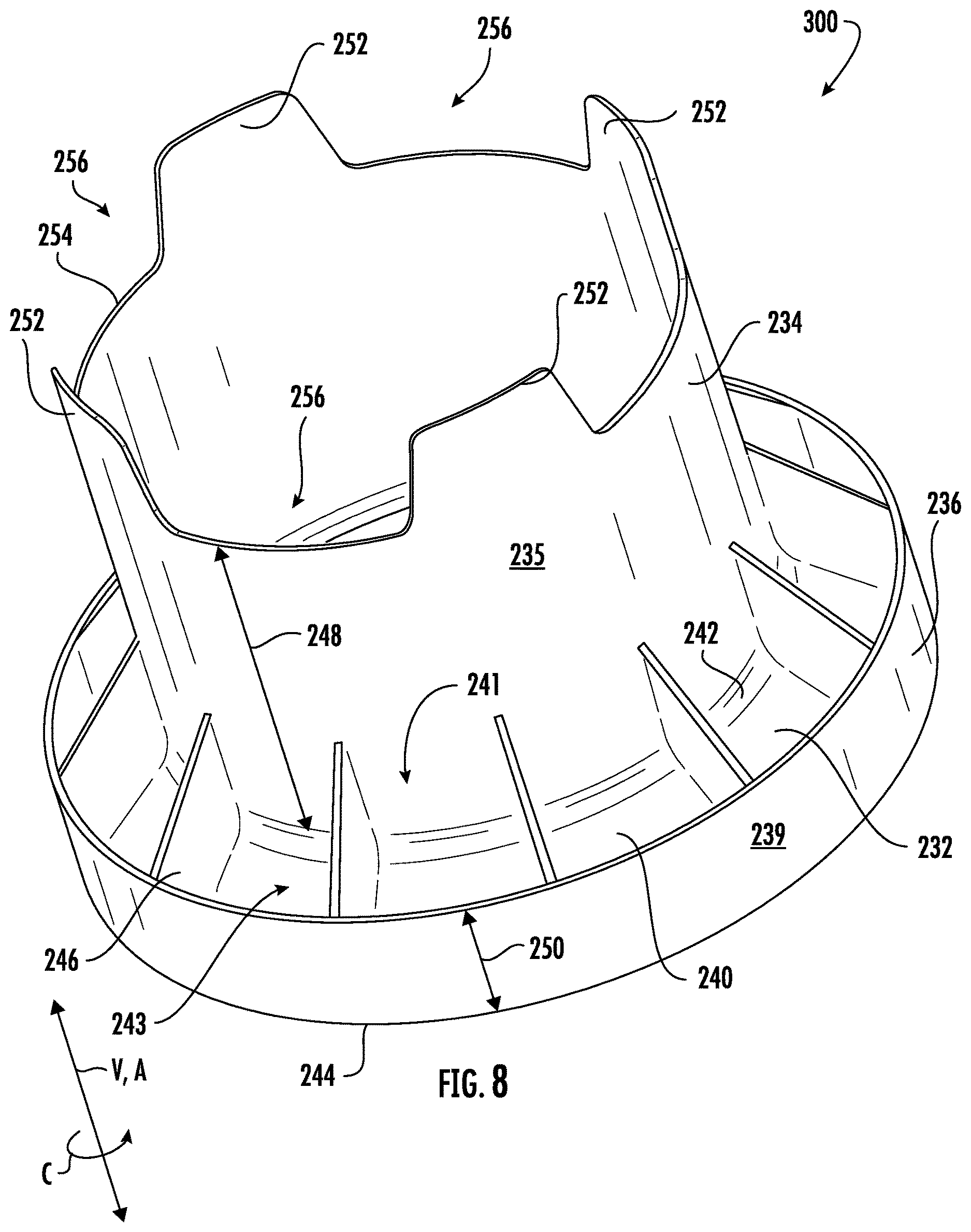 Patent US12618187 Figure 8 – Restrictor ring for an agitator of a washing machine appliance