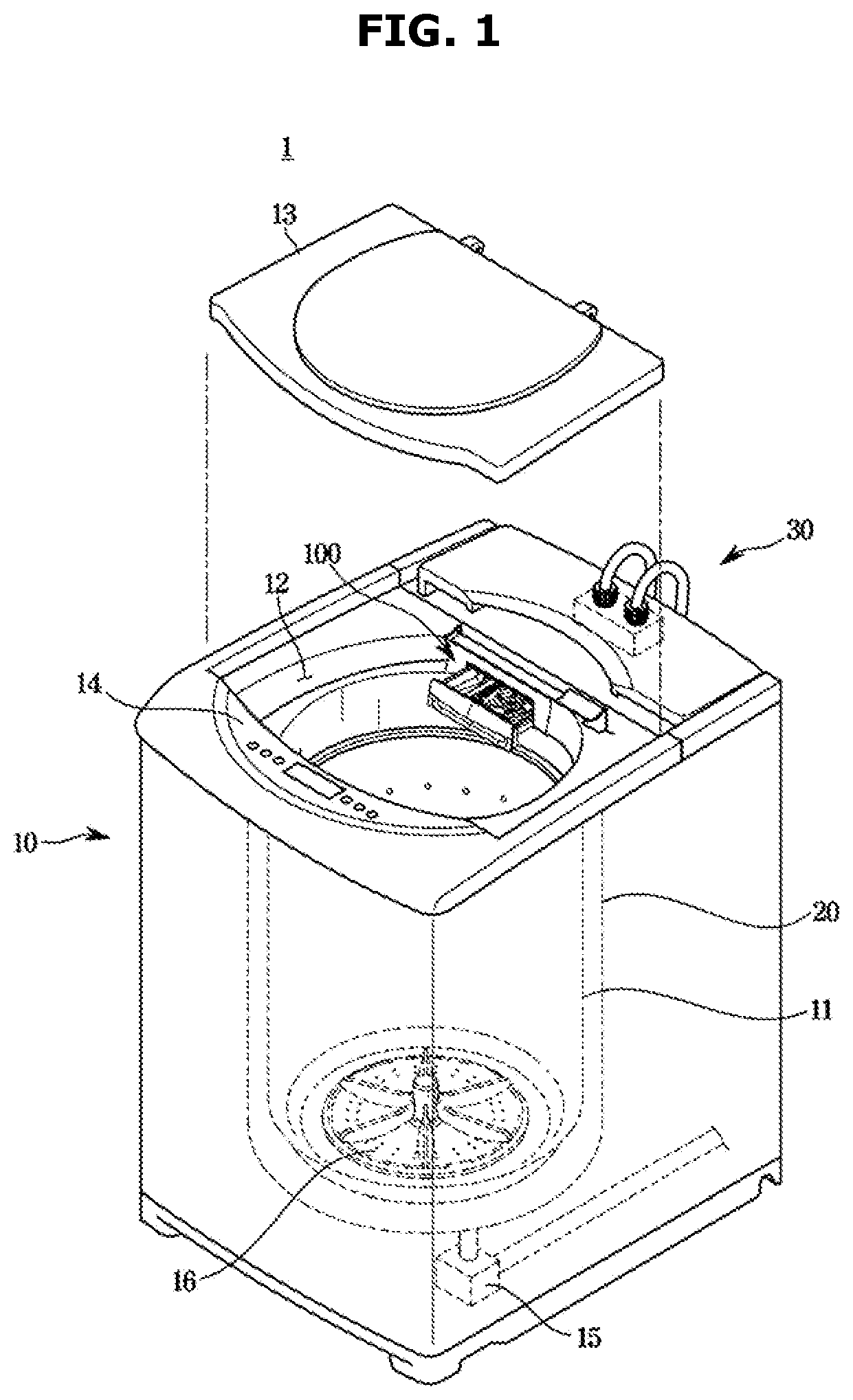 Patent US12618188 Figure 1 – Washing machine