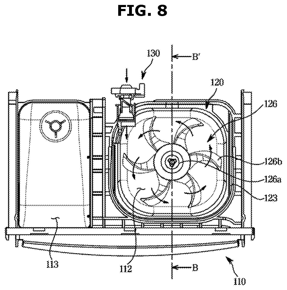 Patent US12618188 Figure 8 – Washing machine