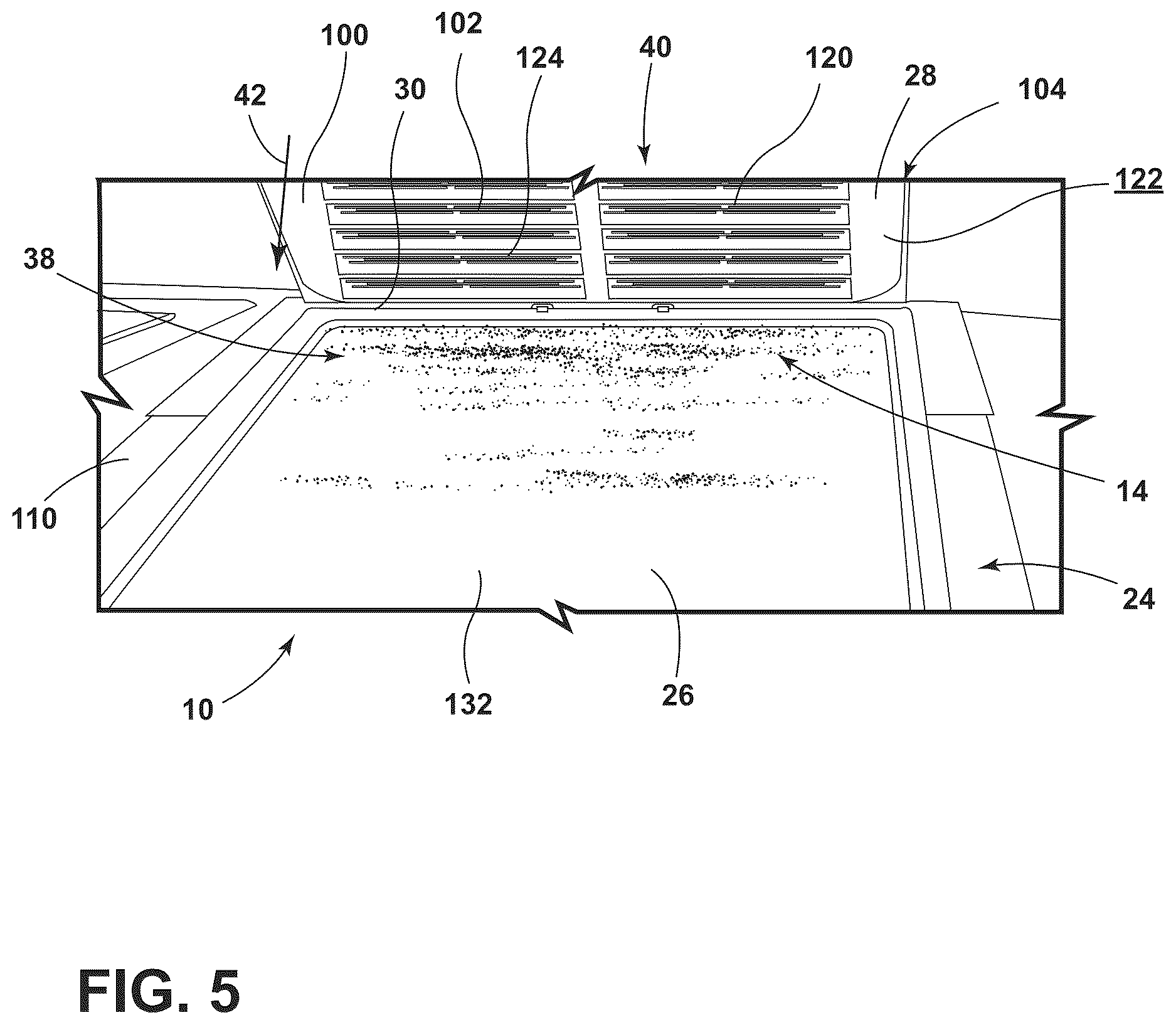 Patent US12618189 Figure 5 – Lint filter for laundry appliance having a closable filtering space for capturing lint particles